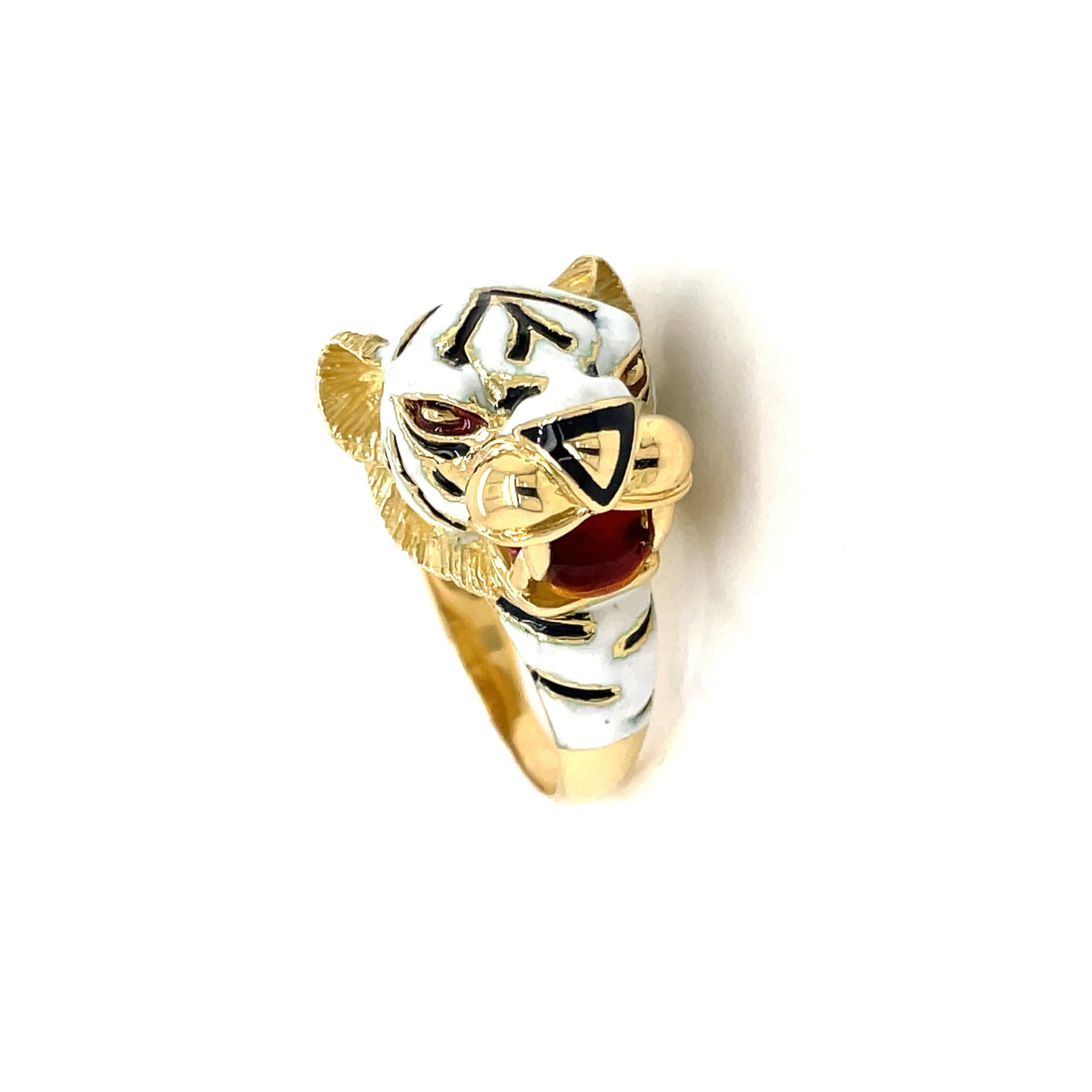 Frascarolo Italy Enamel Gold Tiger Ring 1