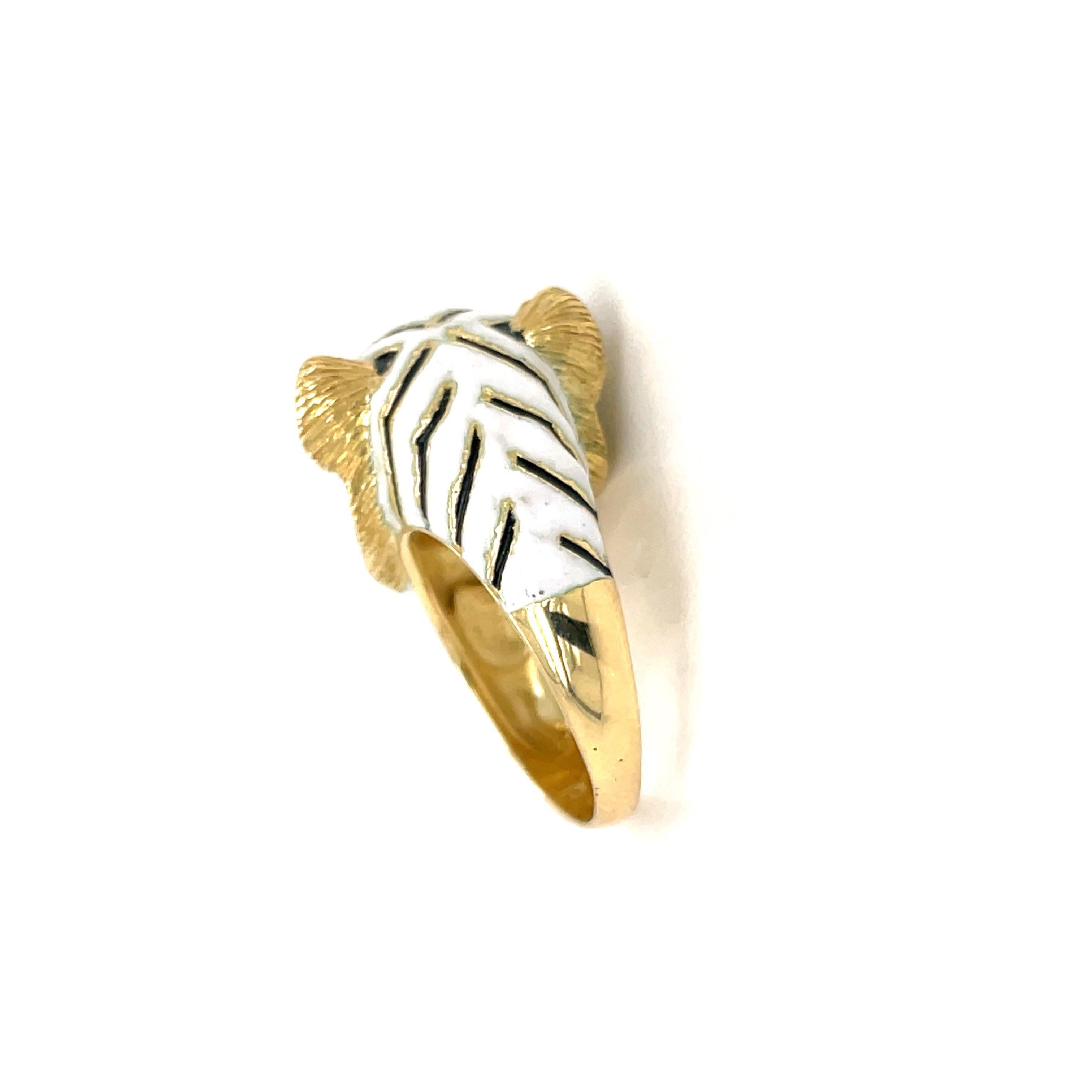 Frascarolo Italy Enamel Gold Tiger Ring 2