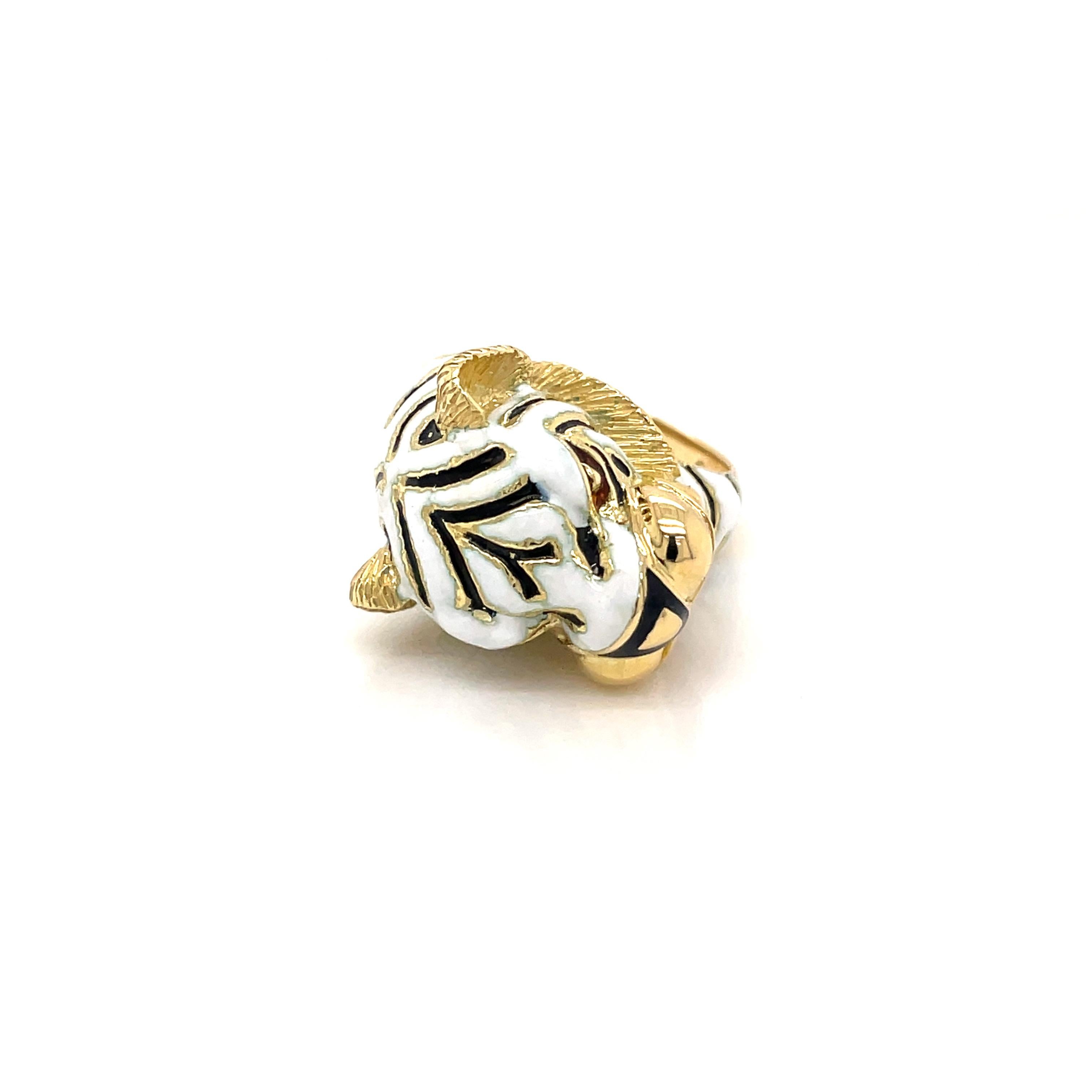 Frascarolo Italy Enamel Gold Tiger Ring 4