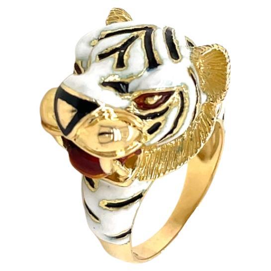 Frascarolo Italy Enamel Gold Tiger Ring