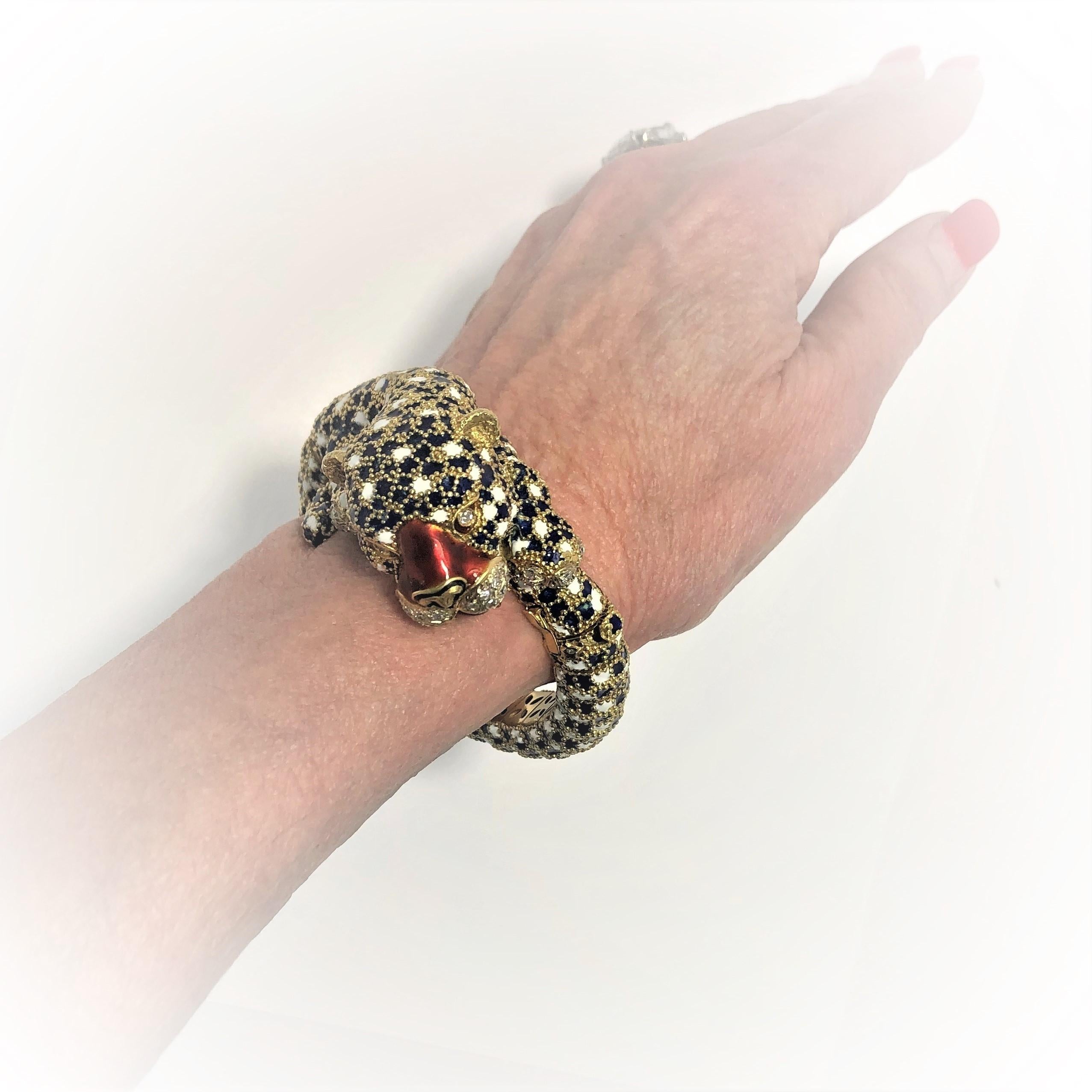 Frascarolo Leopard Bracelet with Enamel and Diamonds 4