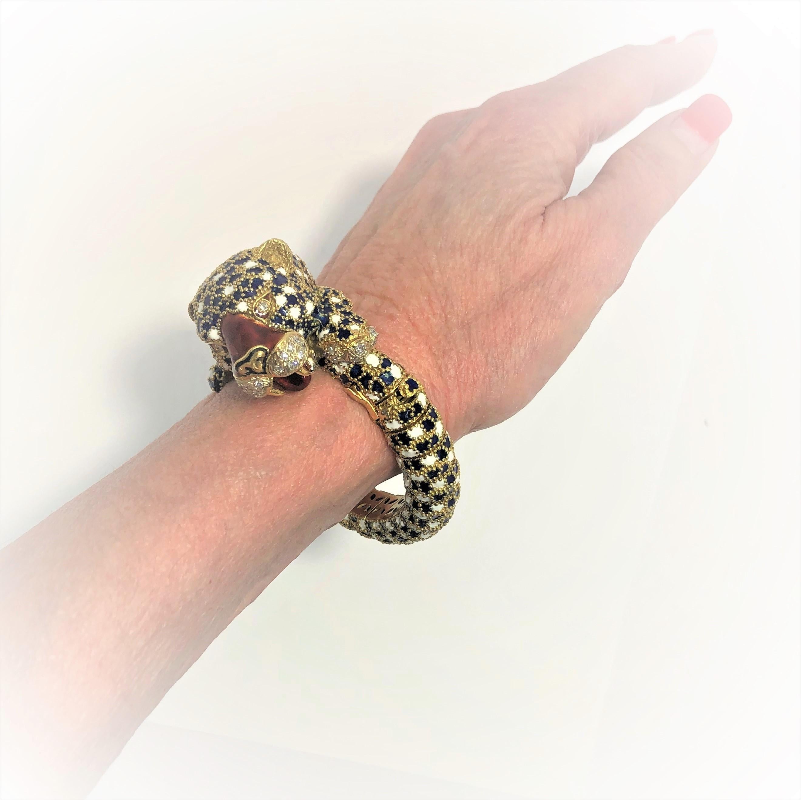 Frascarolo Leopard Bracelet with Enamel and Diamonds 5