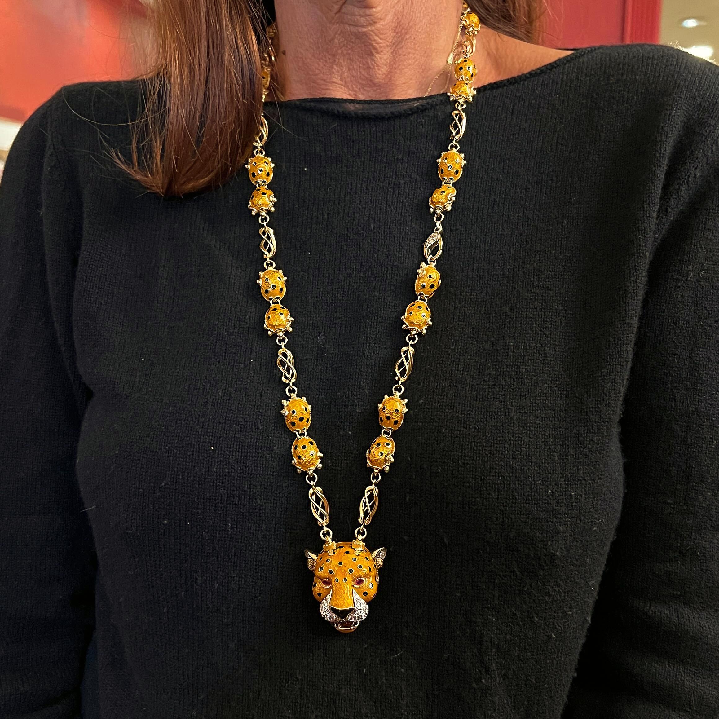 FRASCAROLO Umwandelbares Armband mit Leopardenkopf-Halskette im Zustand „Gut“ im Angebot in New York, NY