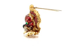 Löwenbrosche aus Gold mit Diamanten und Emaille von Frascarolo