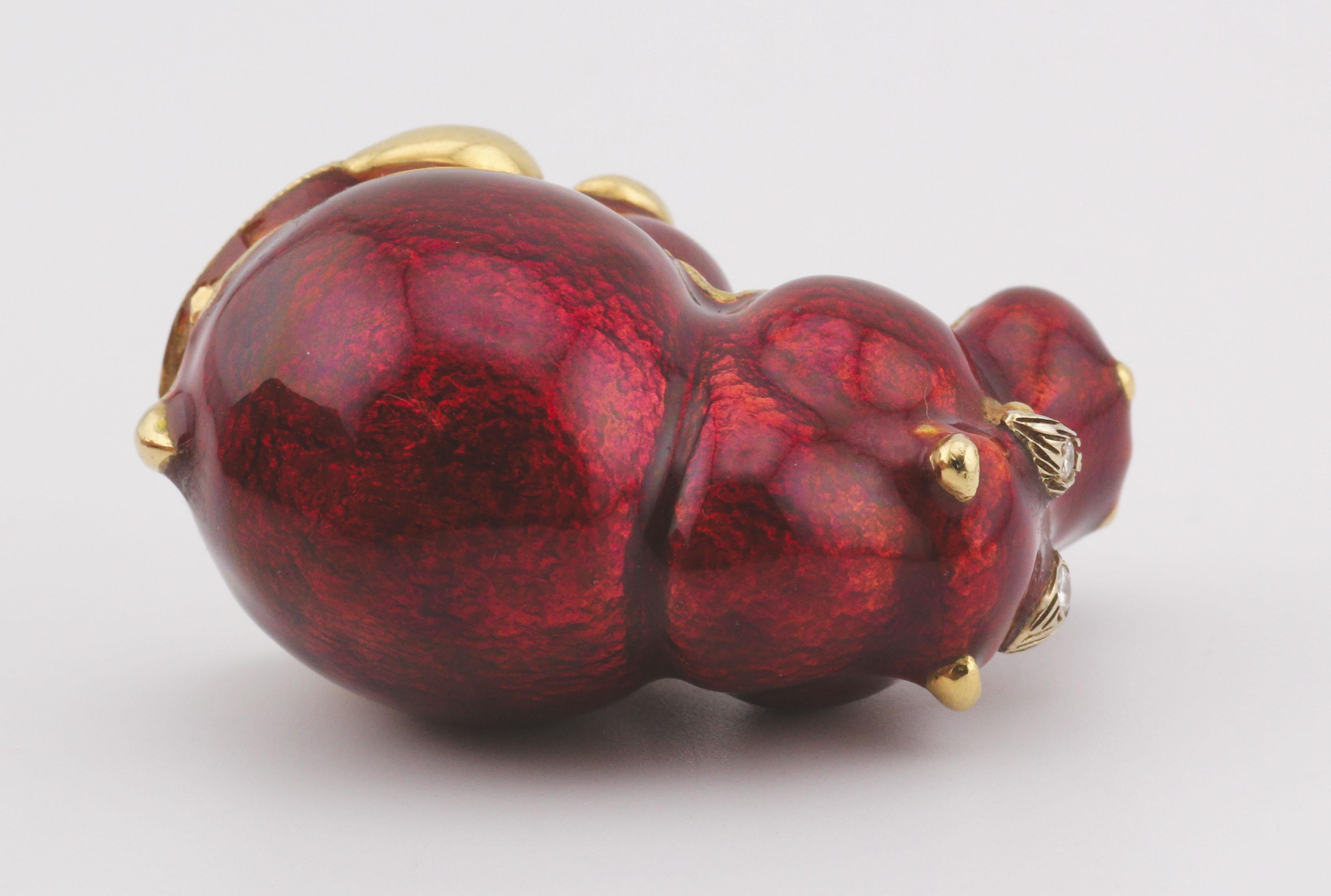 Women's or Men's Frascarolo Rare Vintage Diamond Enamel 18k Gold Hippo Pillbox For Sale