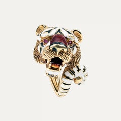 Frascarolo Tiger Gold Ring  Enamel and Rubies