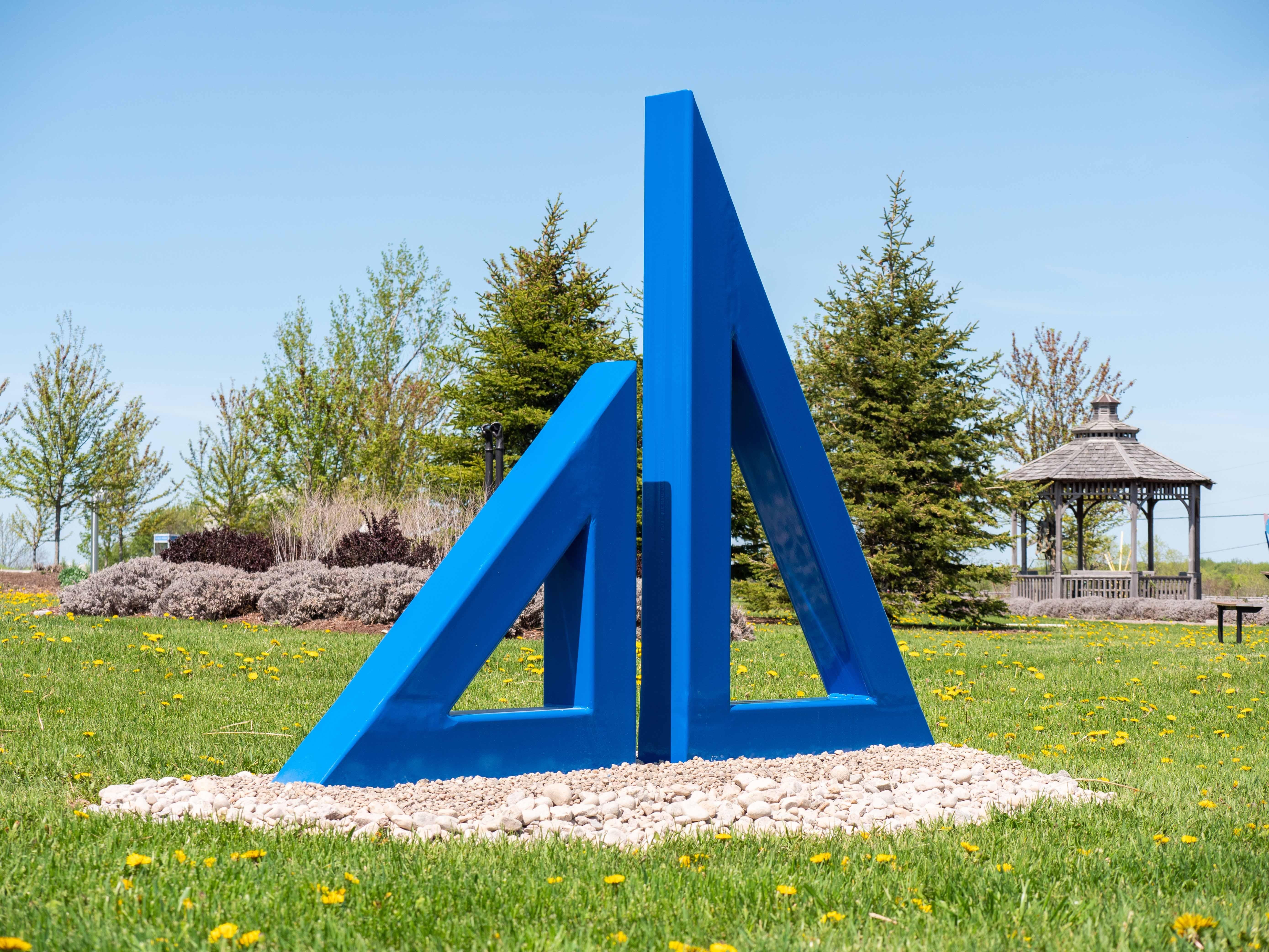 Hollow Mountain 1/10 - large, contemporary, geometric abstract, steel sculpture - Abstract Geometric Sculpture by Fraser Radford