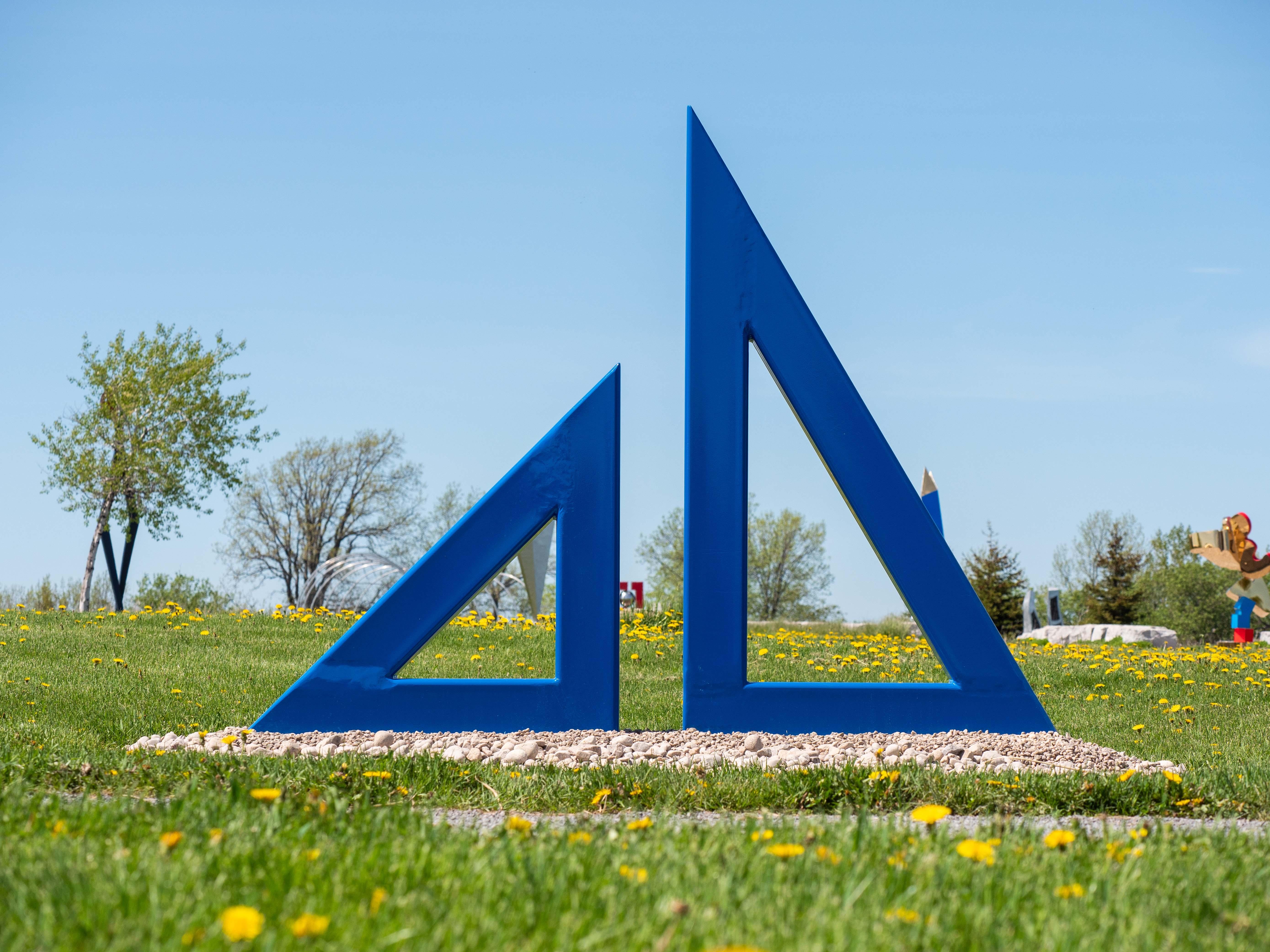 Hollow Mountain 1/10 - large, contemporary, geometric abstract, steel sculpture - Sculpture by Fraser Radford