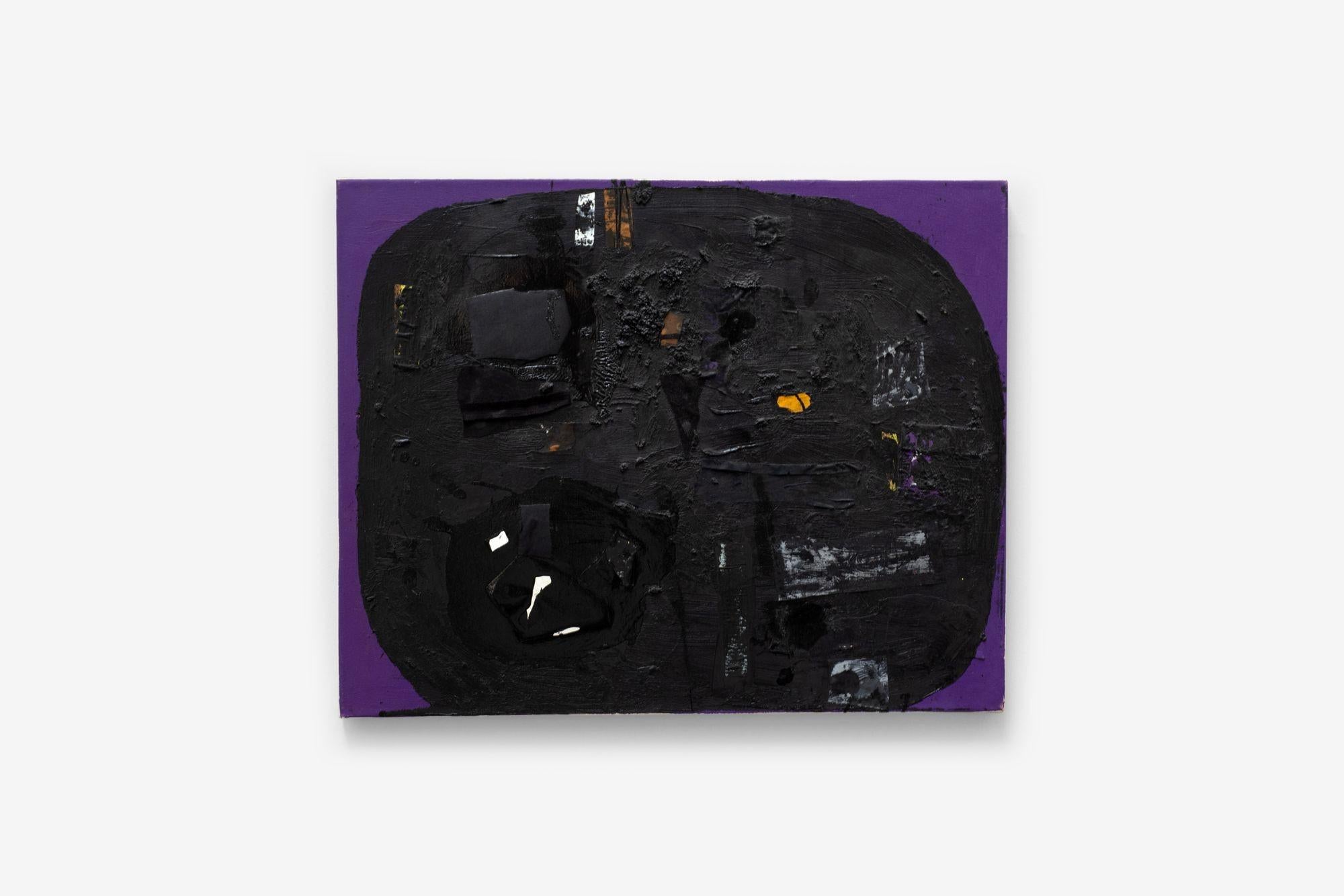 Modern Fraser Taylor Black and Purple Oil over Canvas For Sale