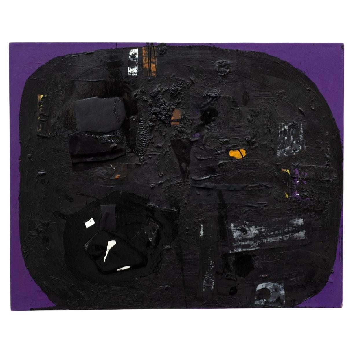 A Taylor Huile sur toile noire et violette en vente