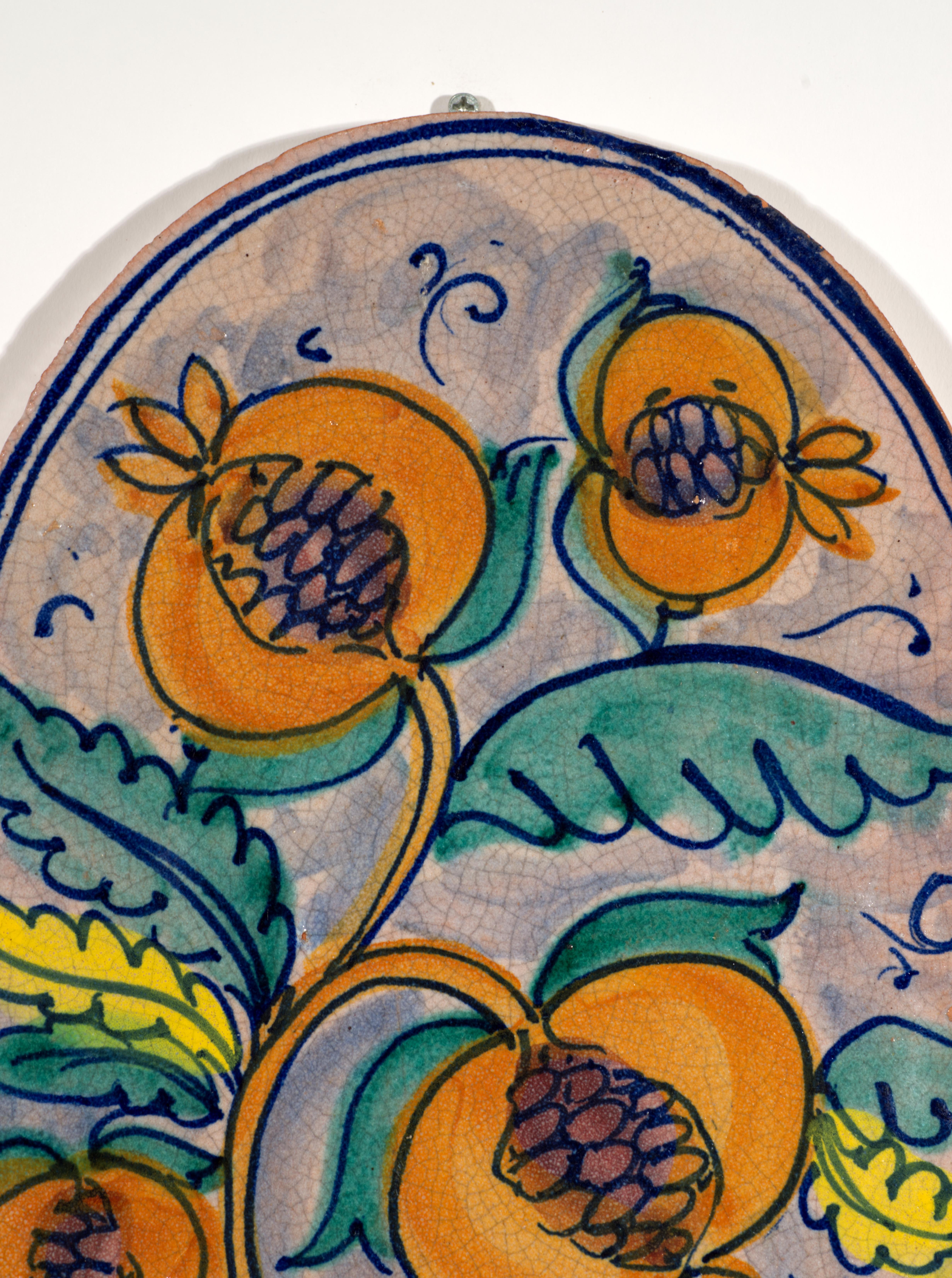 Fait main Fratantoni Grande plaque murale en céramique majolique avec décor de fruits, Italie 1950-196 en vente