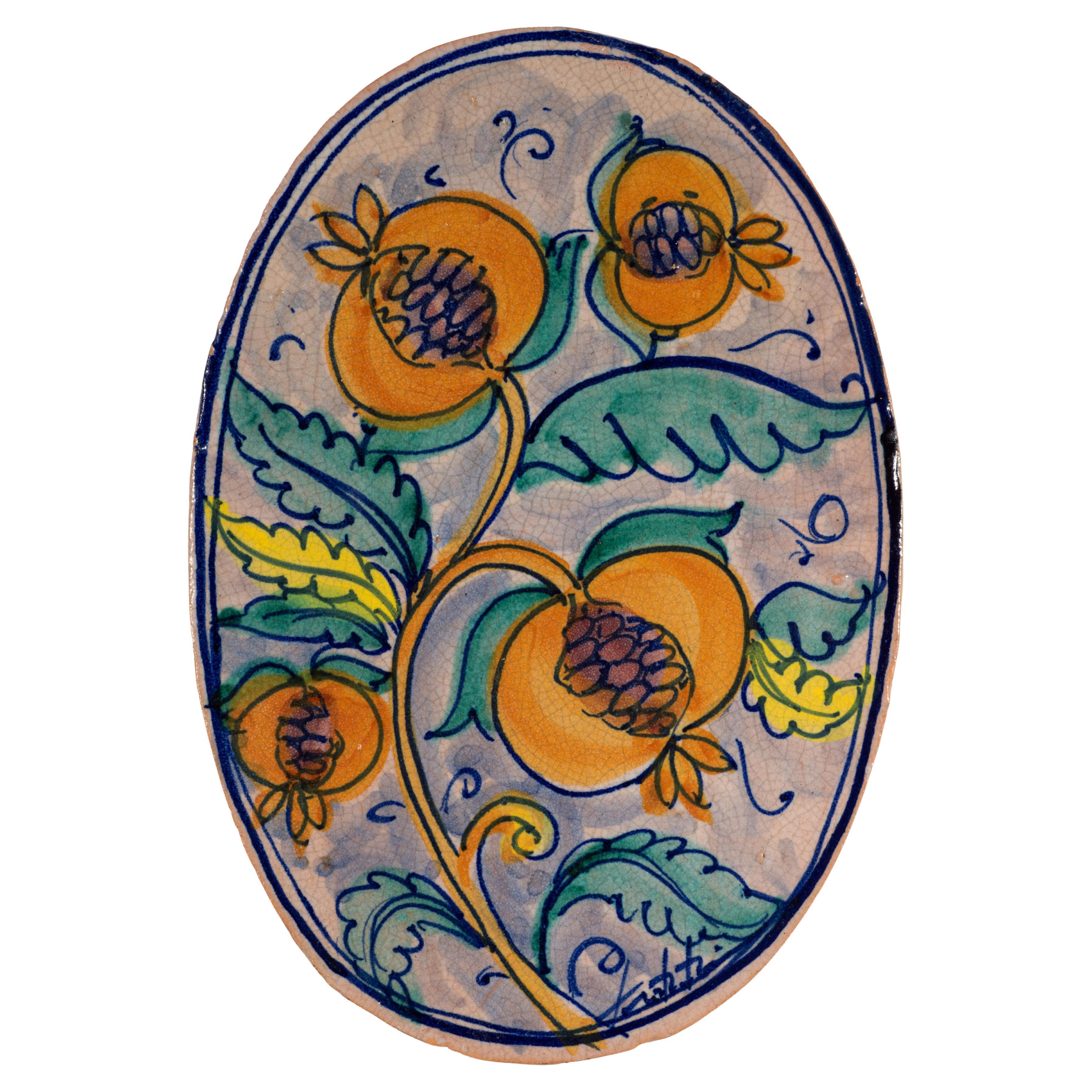 Fratantoni Grande plaque murale en céramique majolique avec décor de fruits, Italie 1950-196 en vente