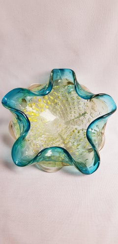 Frateli Toso Murano Glass Bowl with Gold and silver Leaf
