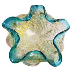 Frateli Toso Murano Glass Bowl with Gold and silver Leaf