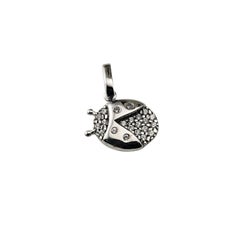 Fratelli 18 Karat White Gold and Clear Stone Ladybug Charm #22725