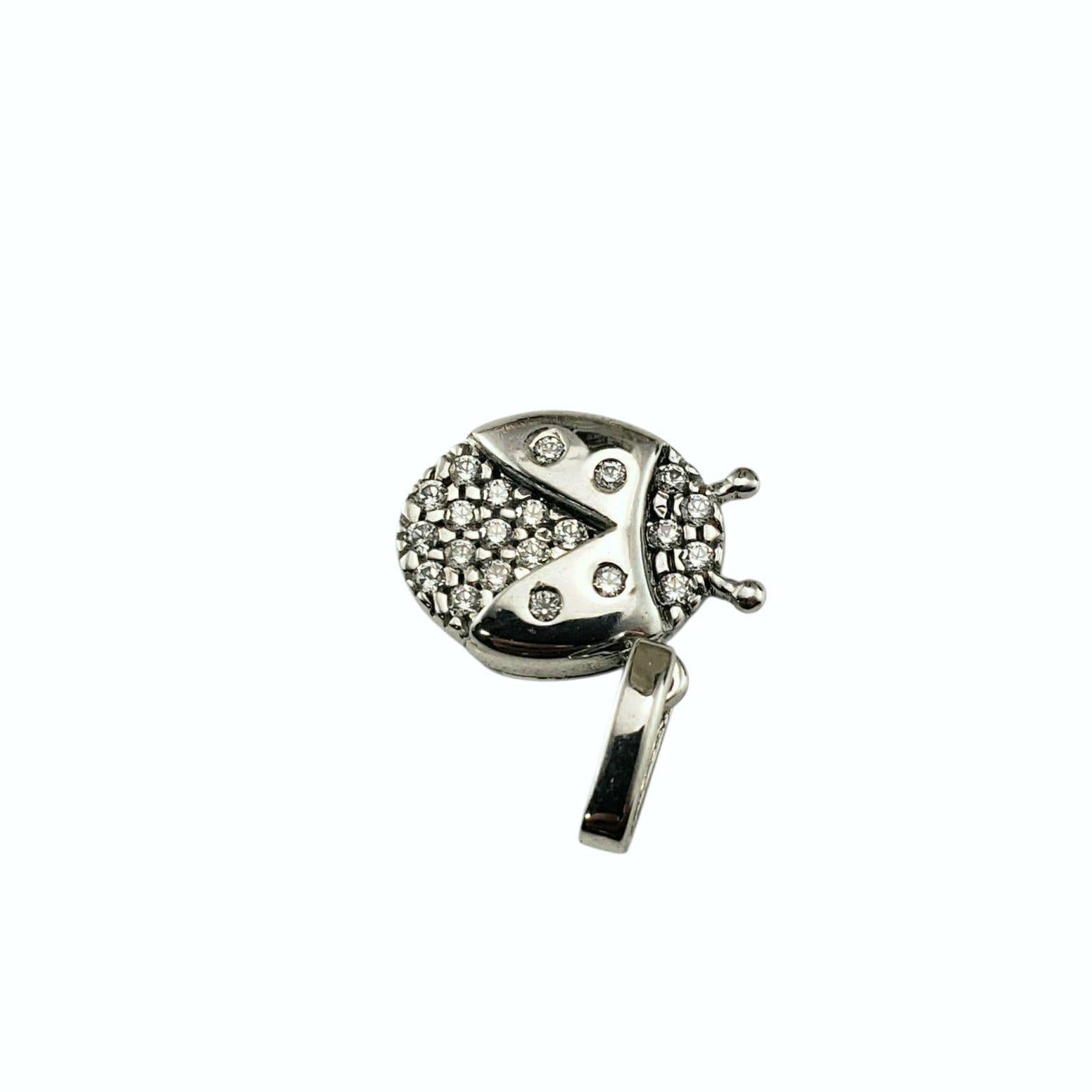 Women's Fratelli 18 Karat White Gold and Clear Stone Ladybug Charm #22725 For Sale