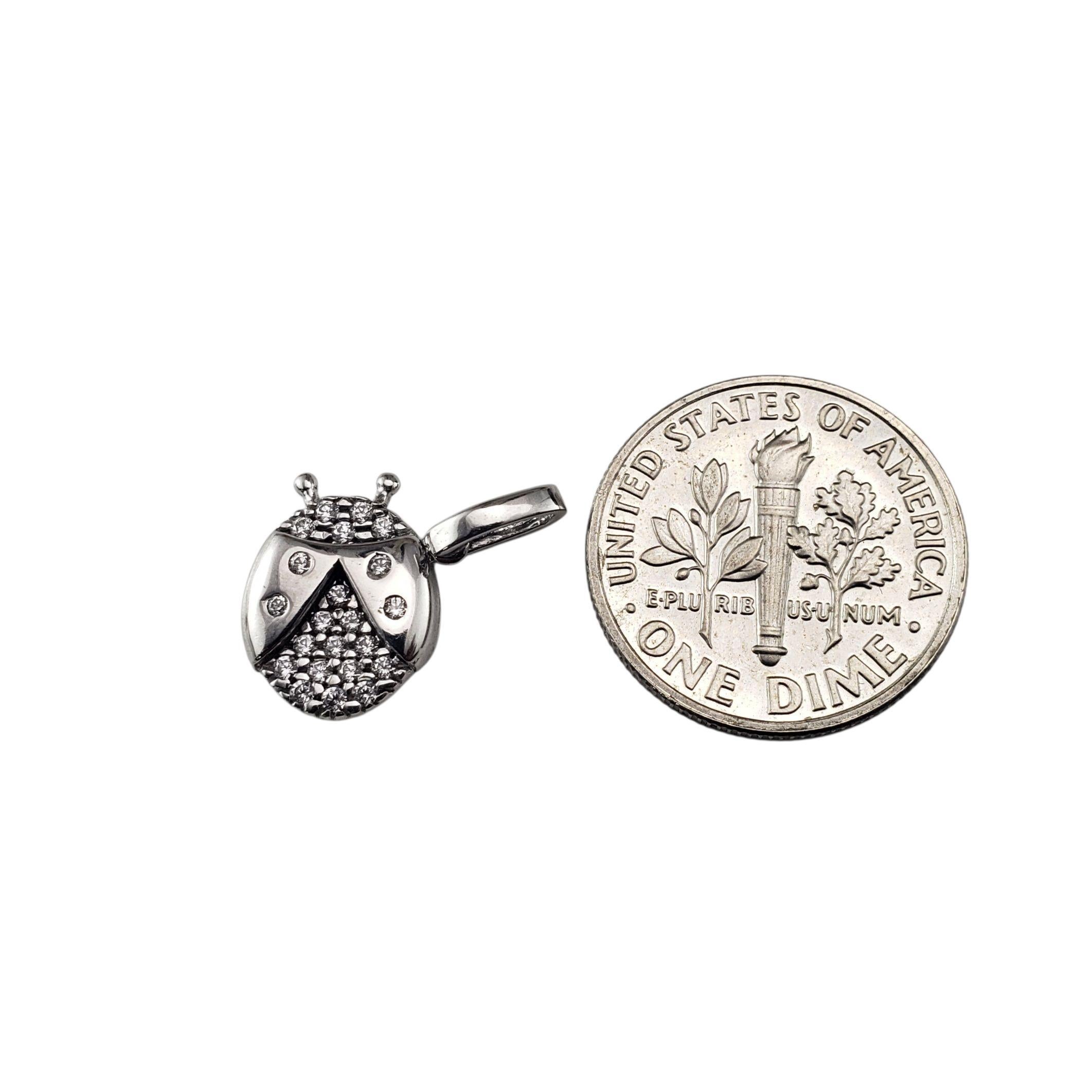 Fratelli 18 Karat White Gold and Clear Stone Ladybug Charm #22725 For Sale 1