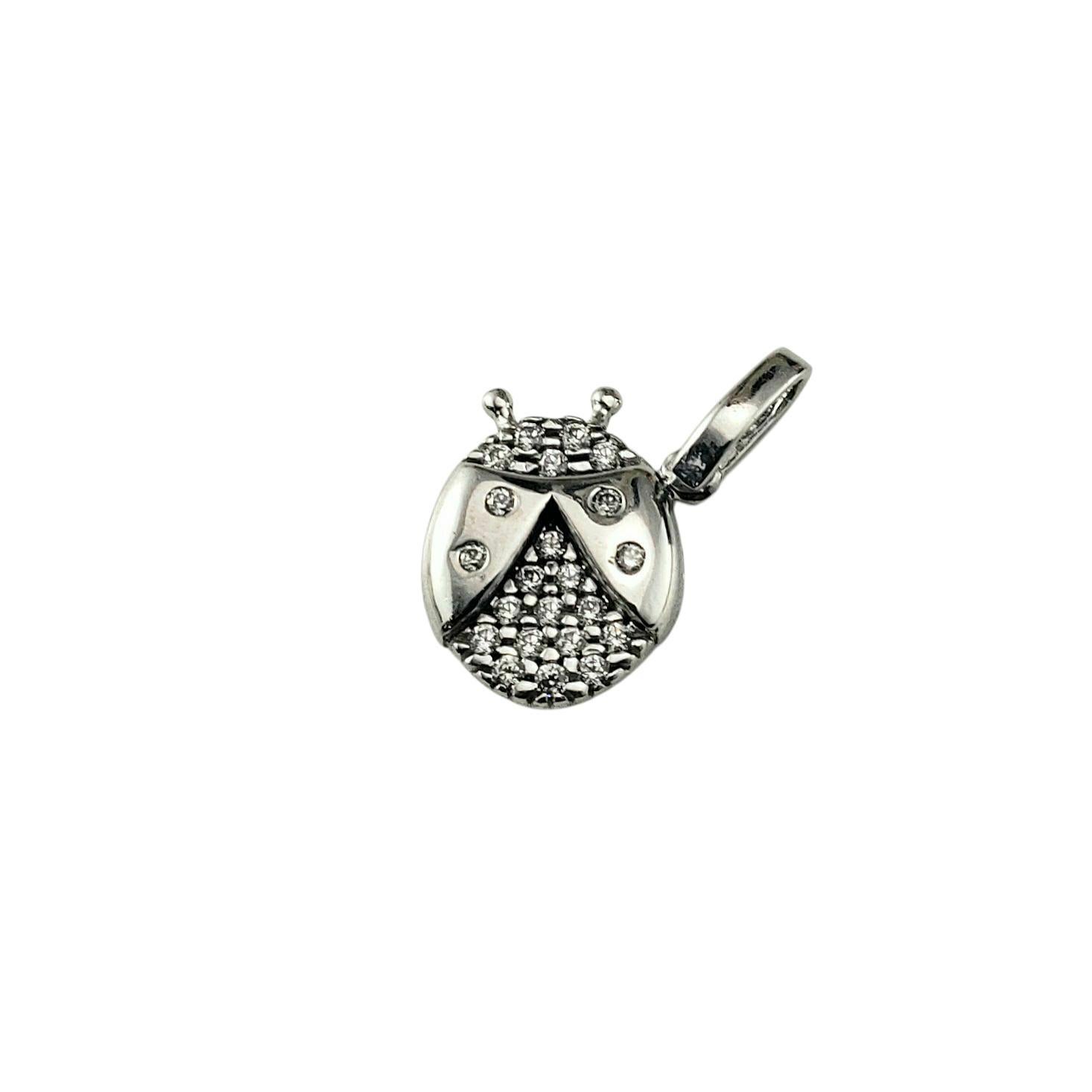 Fratelli 18 Karat White Gold and Clear Stone Ladybug Charm #22725 For Sale