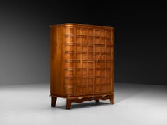 Fratelli Barni Mobili d'Arte – Meuble-bar Art déco « Seveso » en merisier, laiton et verre
