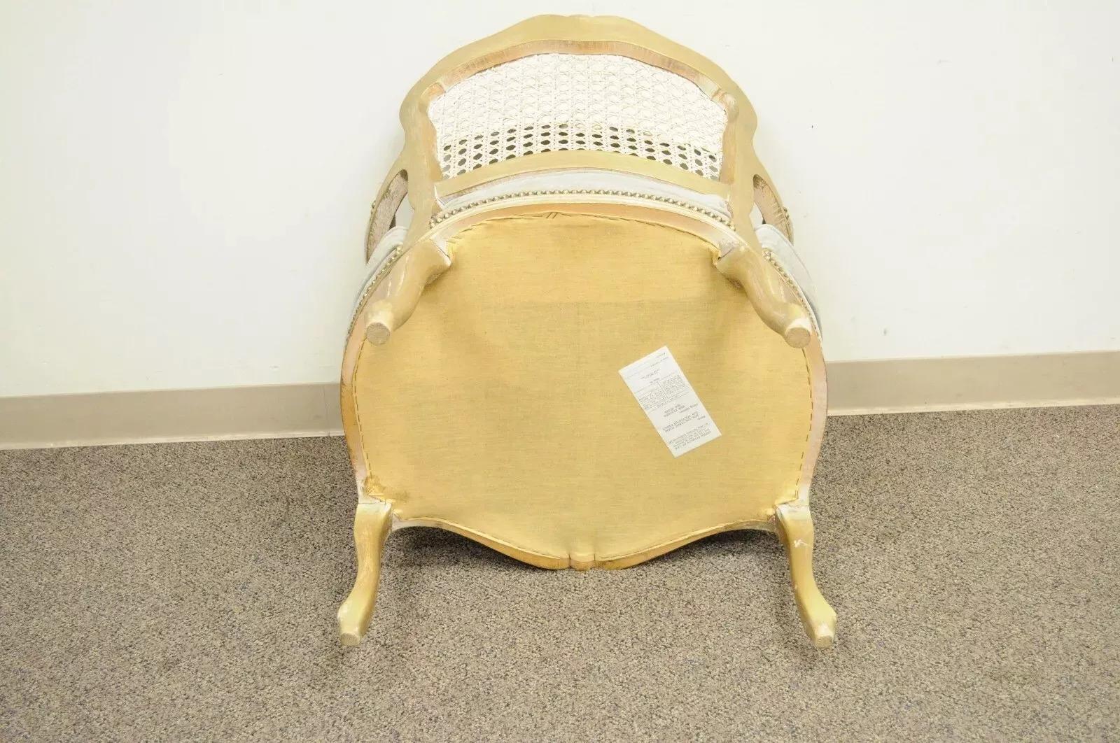 Chaise à accoudoirs Fratelli Boffi de style Louis XV en daim canné gris doré en vente 5