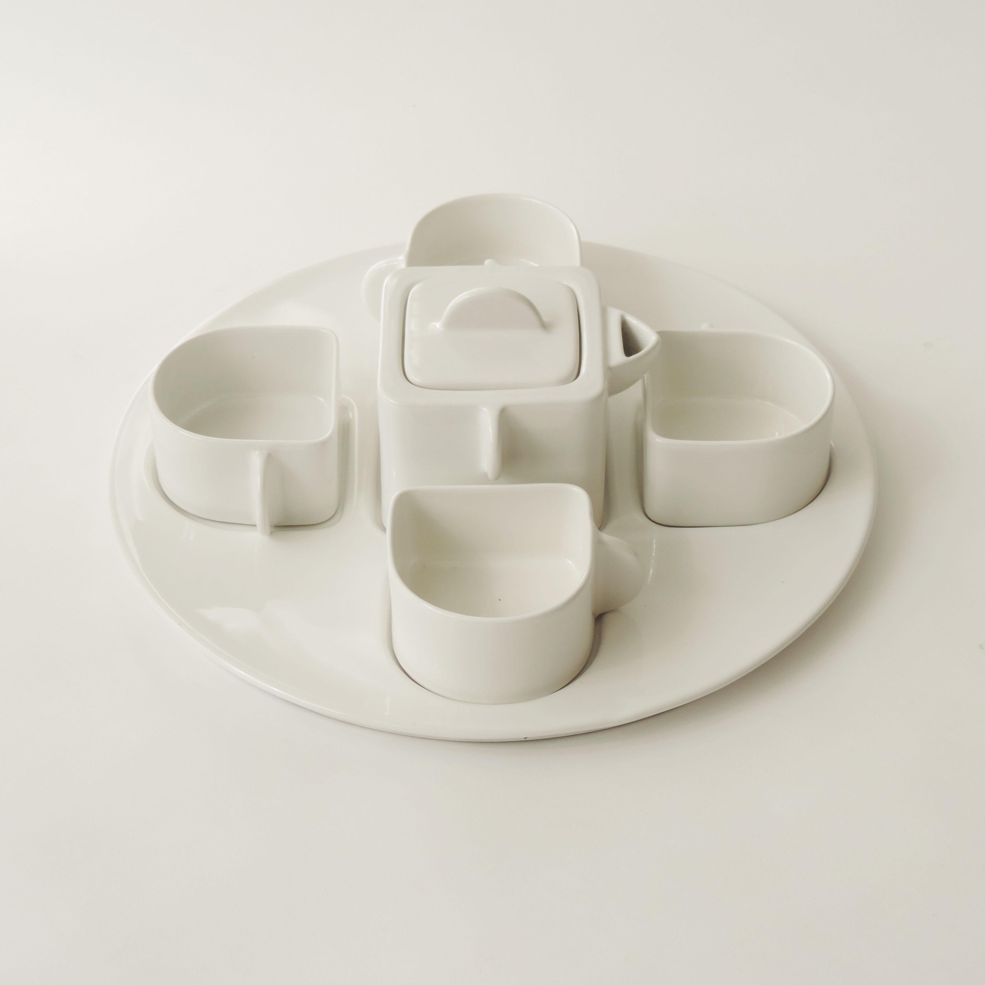 Fratelli Brambilla Coffee Set in White Ceramic, Italy, 1965 For Sale 1