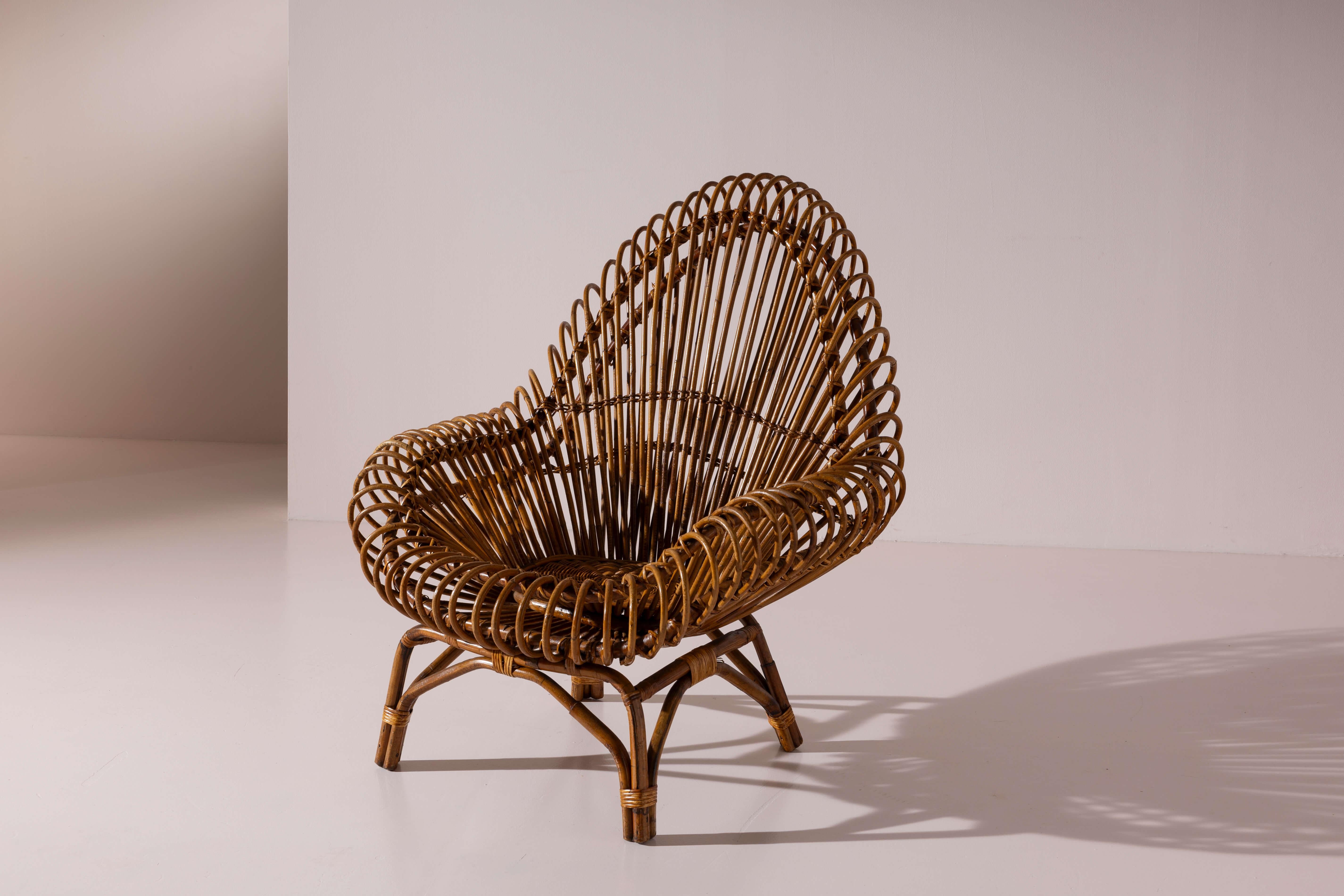 Tumbonas de bambú y ratán Fratelli Castano, Italia, años 60 en venta 3