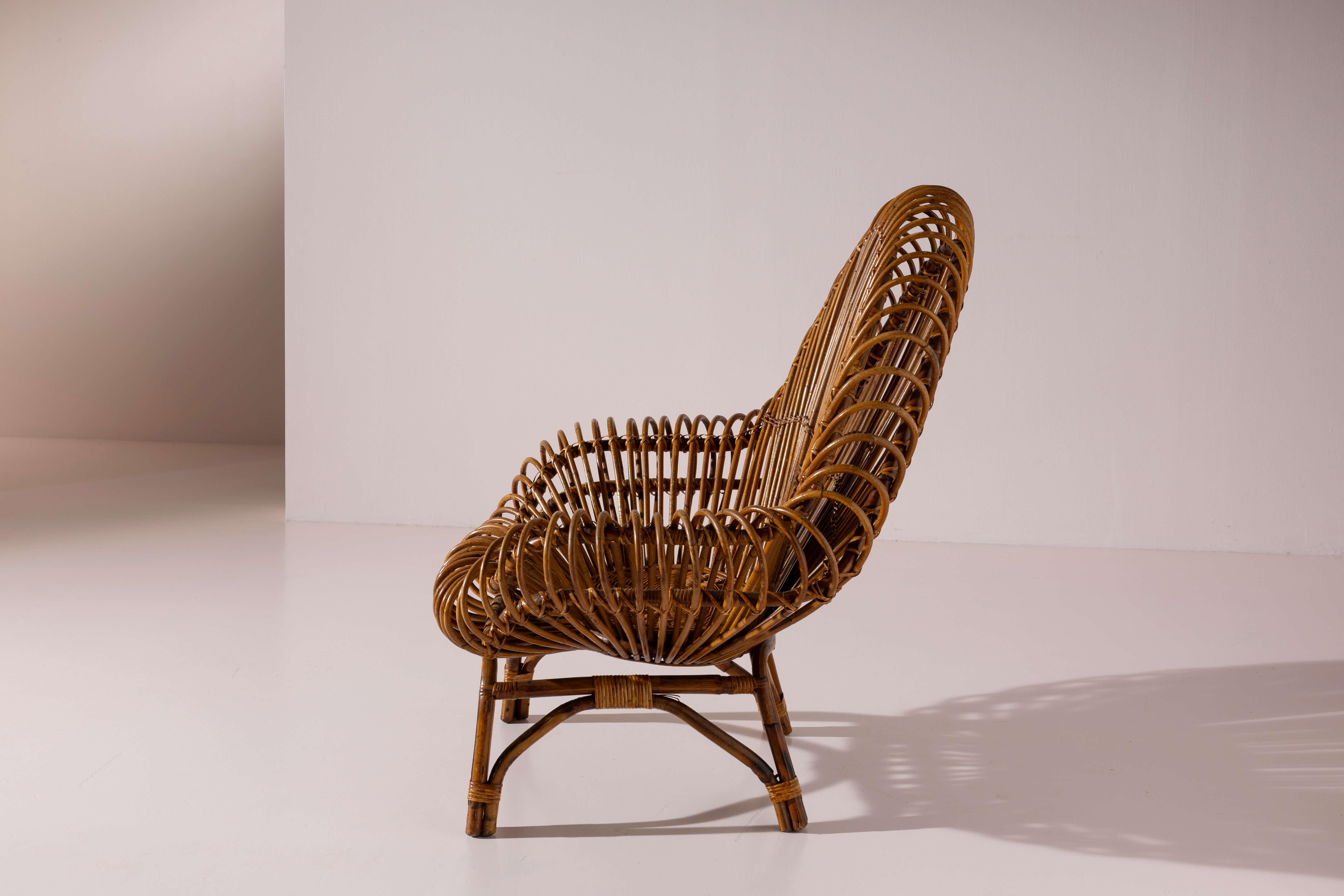 Tumbonas de bambú y ratán Fratelli Castano, Italia, años 60 en venta 5