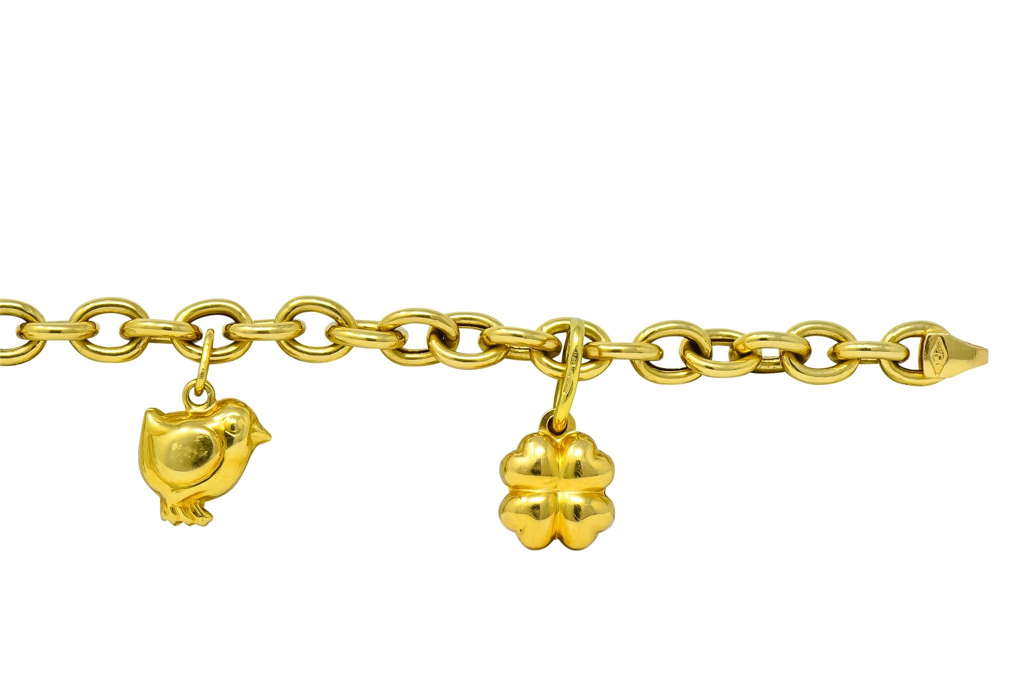 Modern Fratelli Chini Italian Vintage 18 Karat Yellow Gold Charm Bracelet