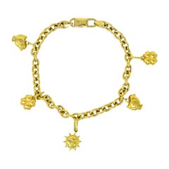 Fratelli Chini Italian Vintage 18 Karat Yellow Gold Charm Bracelet