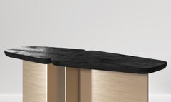 Petite console contemporaine Fratelli en bois et laiton