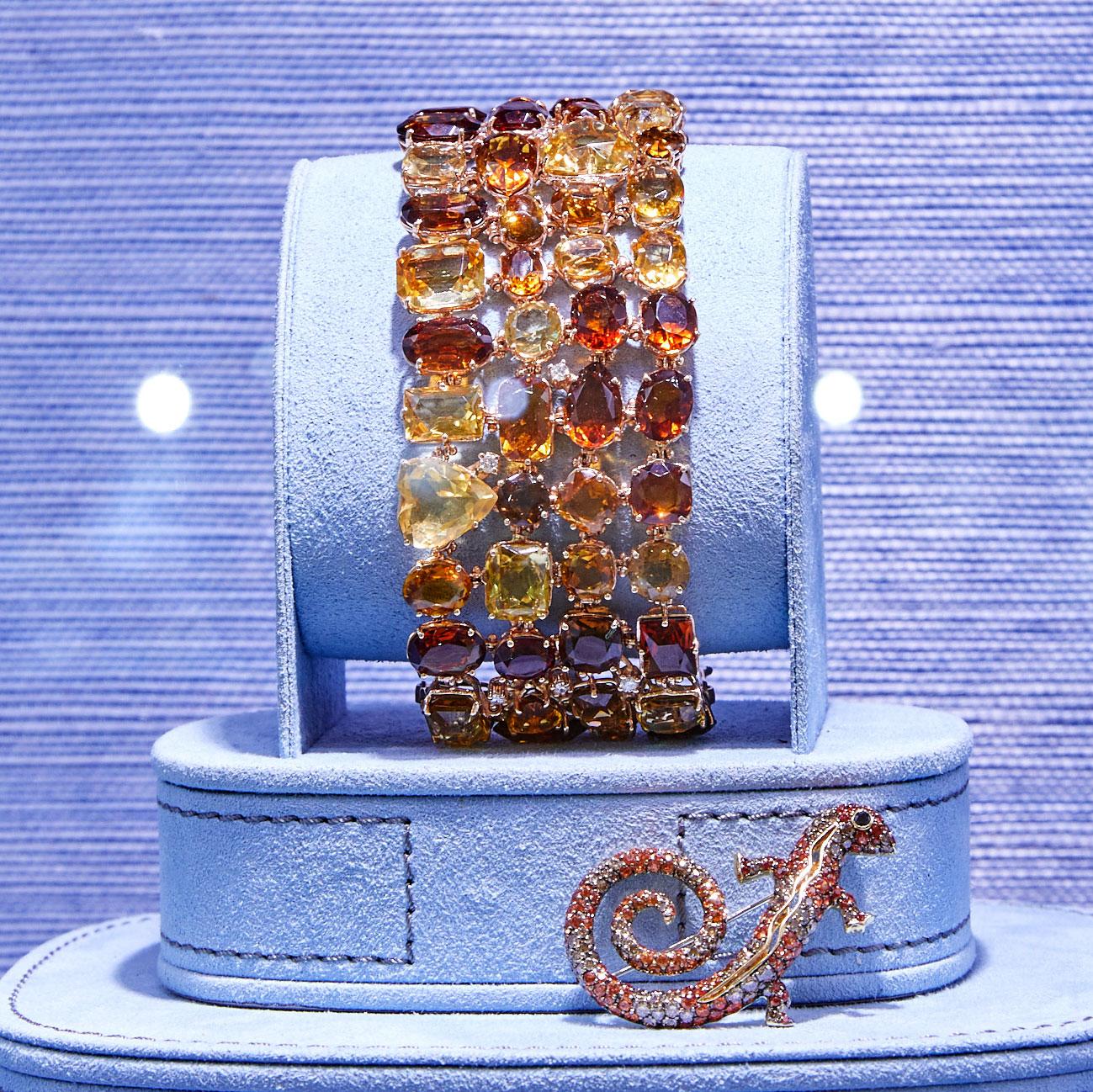 Fratelli Copinni Citrine and Diamond Bracelet in Rose Gold For Sale 2