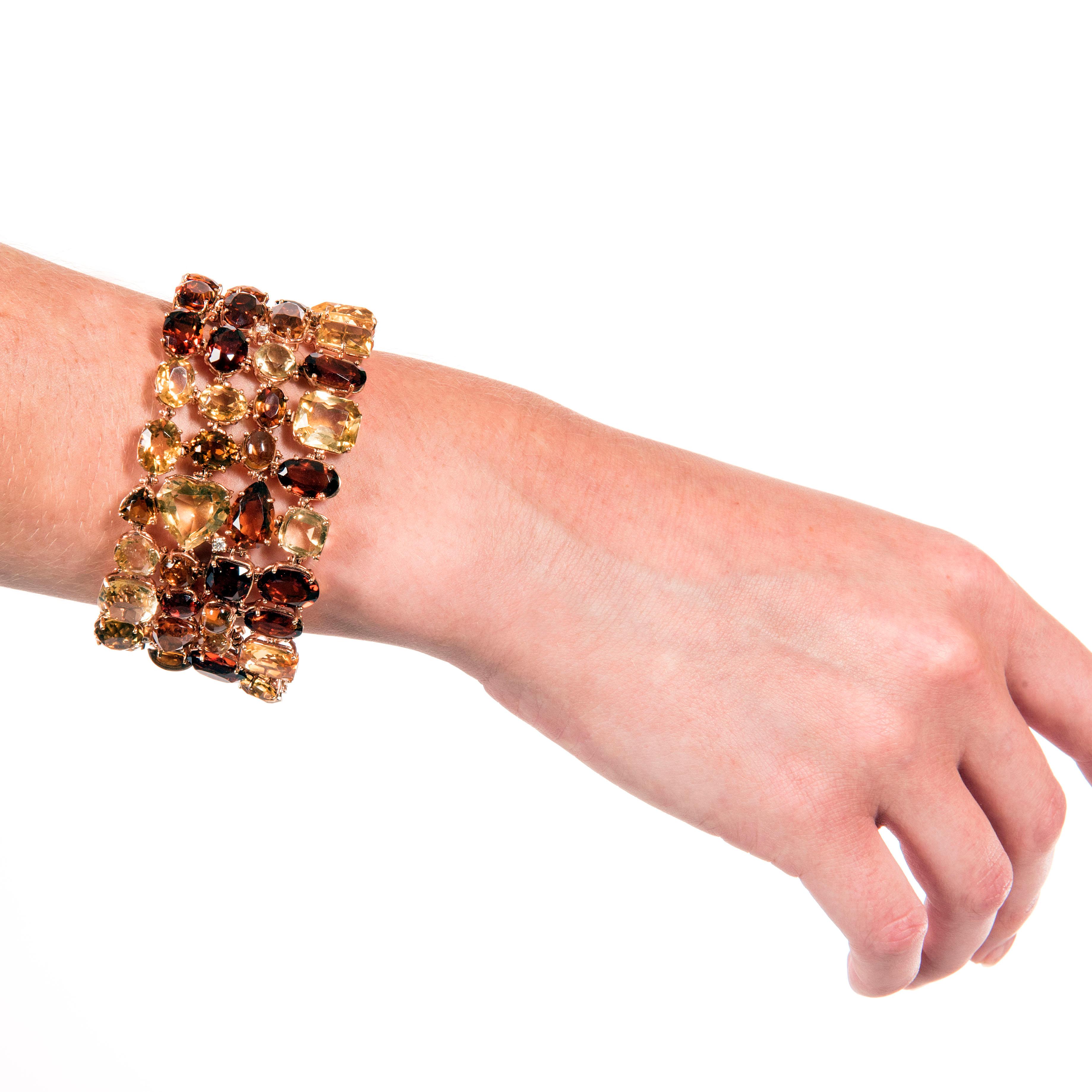 Fratelli Copinni Citrine and Diamond Bracelet in Rose Gold For Sale 3