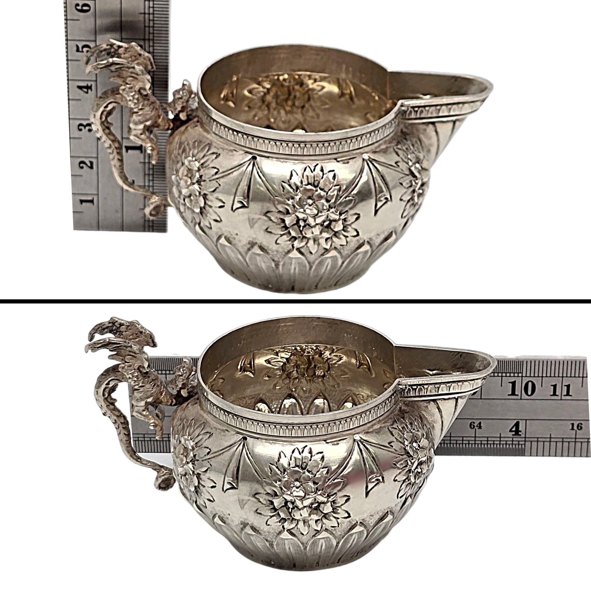 Fratelli Coppini Italy 800 Silver Dragon Creamer and Sugar Bowl Set #21586 in vendita 6