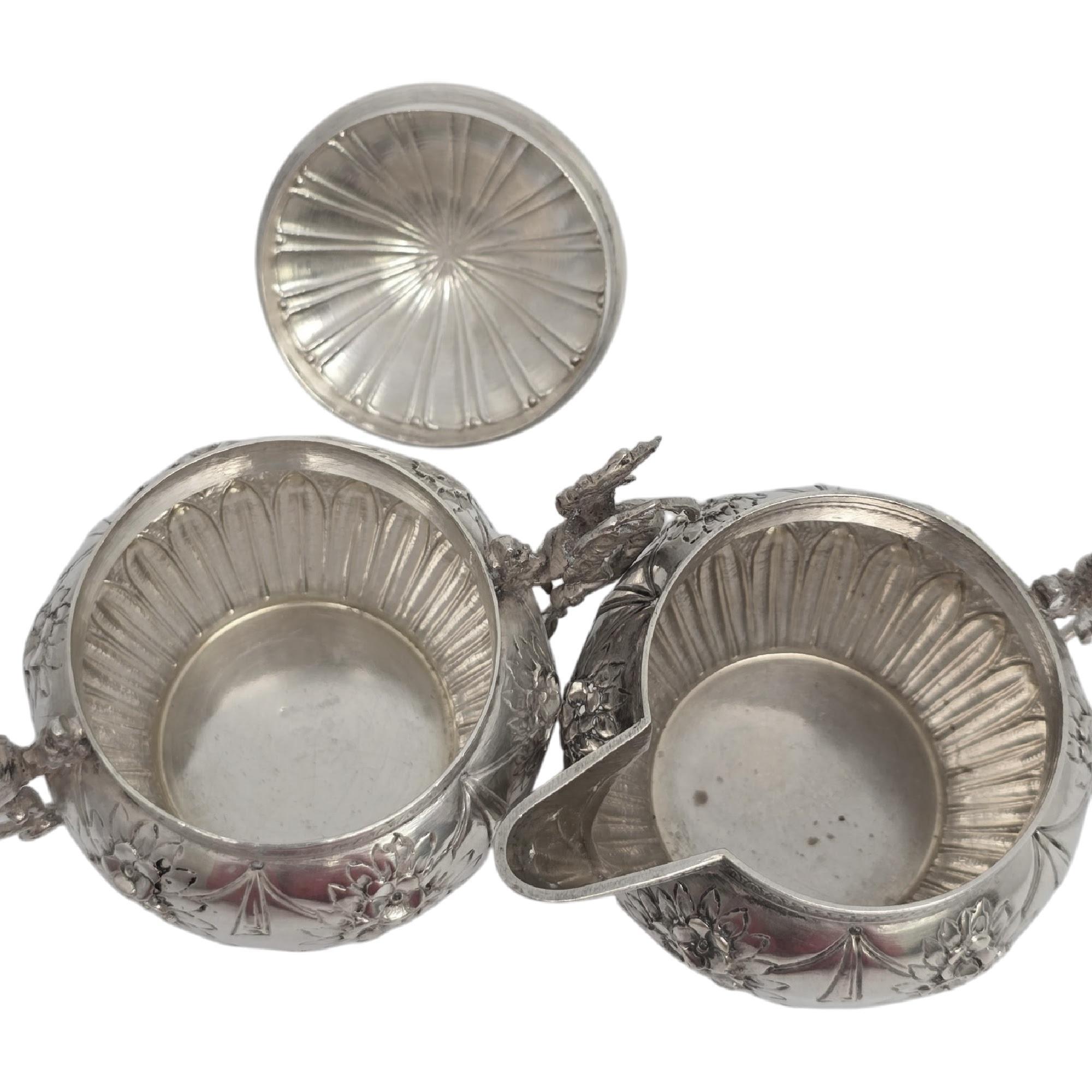 Fratelli Coppini Italy 800 Silver Dragon Creamer and Sugar Bowl Set #21586 in vendita 1
