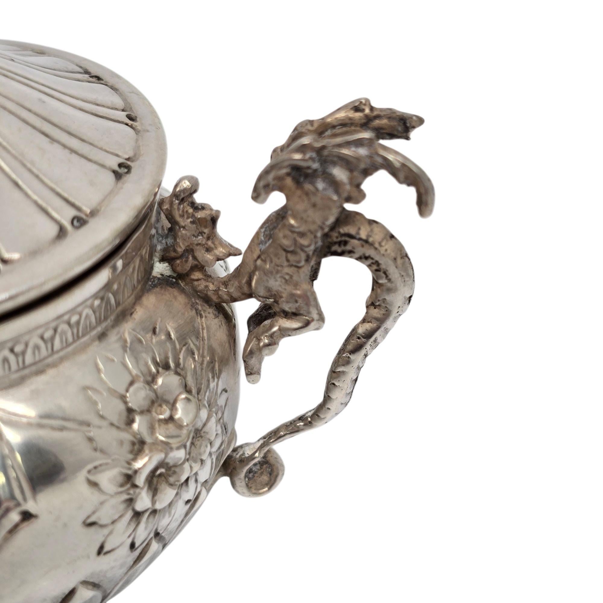 Fratelli Coppini Italy 800 Silver Dragon Creamer and Sugar Bowl Set #21586 in vendita 2
