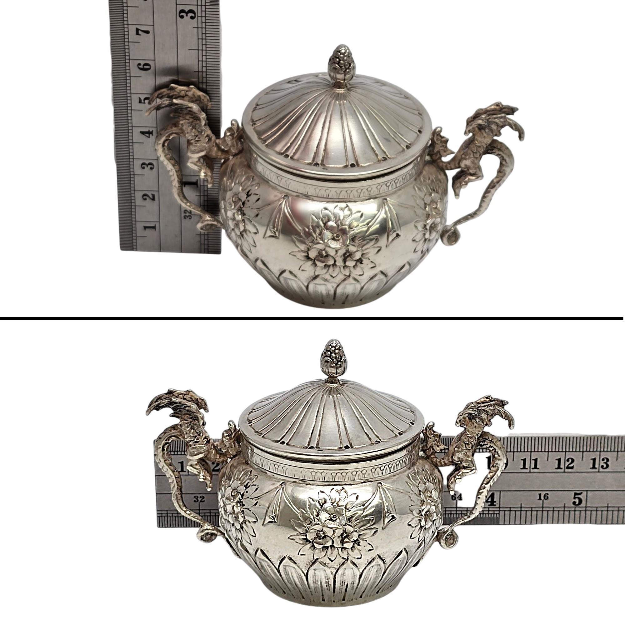 Fratelli Coppini Italy 800 Silver Dragon Creamer and Sugar Bowl Set #21586 in vendita 5