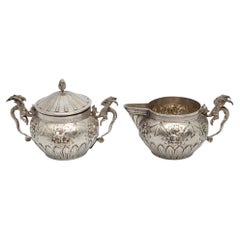 Fratelli Coppini Italy 800 Silver Dragon Creamer and Sugar Bowl Set #21586