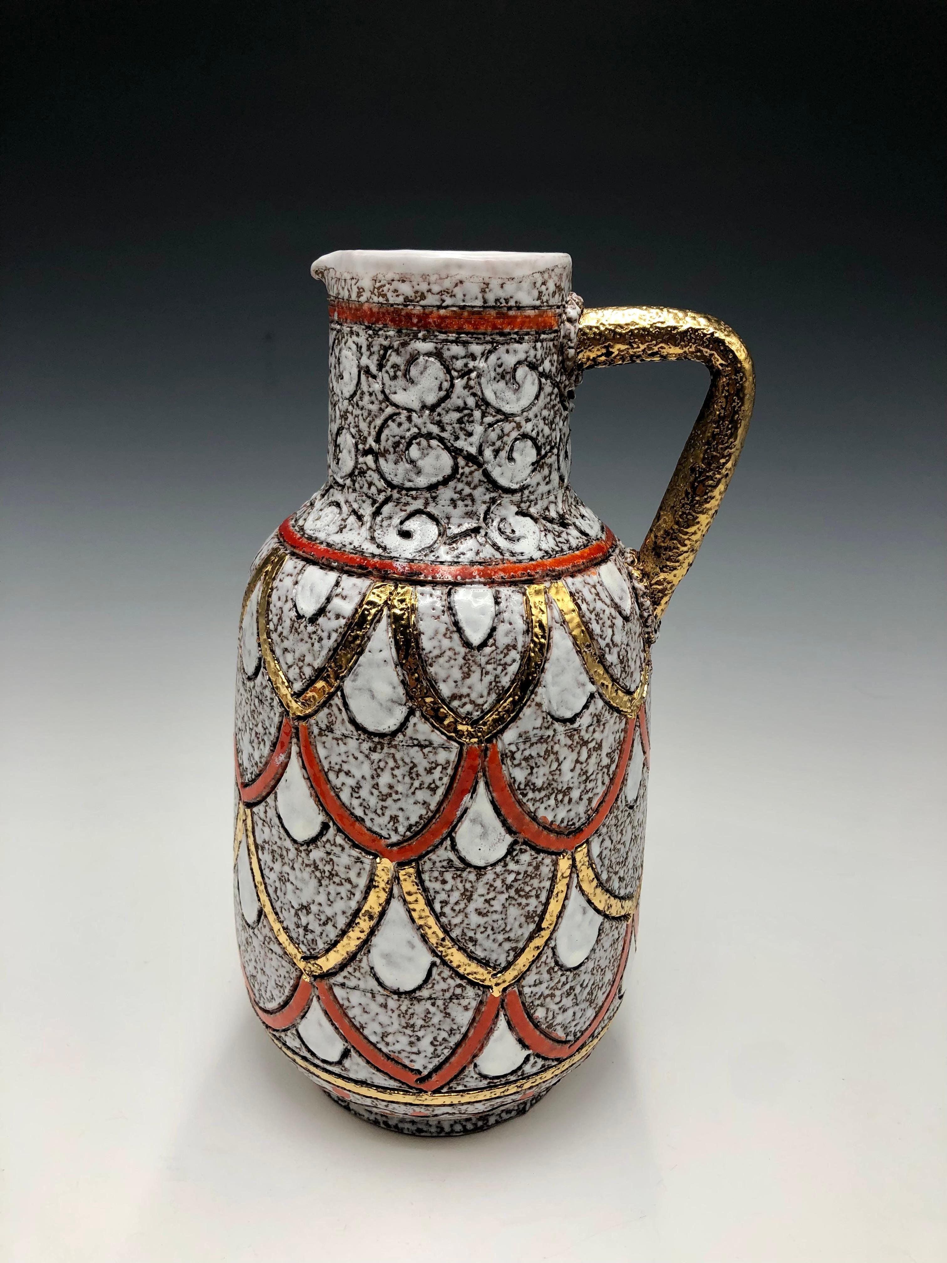 Fratelli Fanciullacci Elbee orange & gold ceramic pottery set For Sale 1