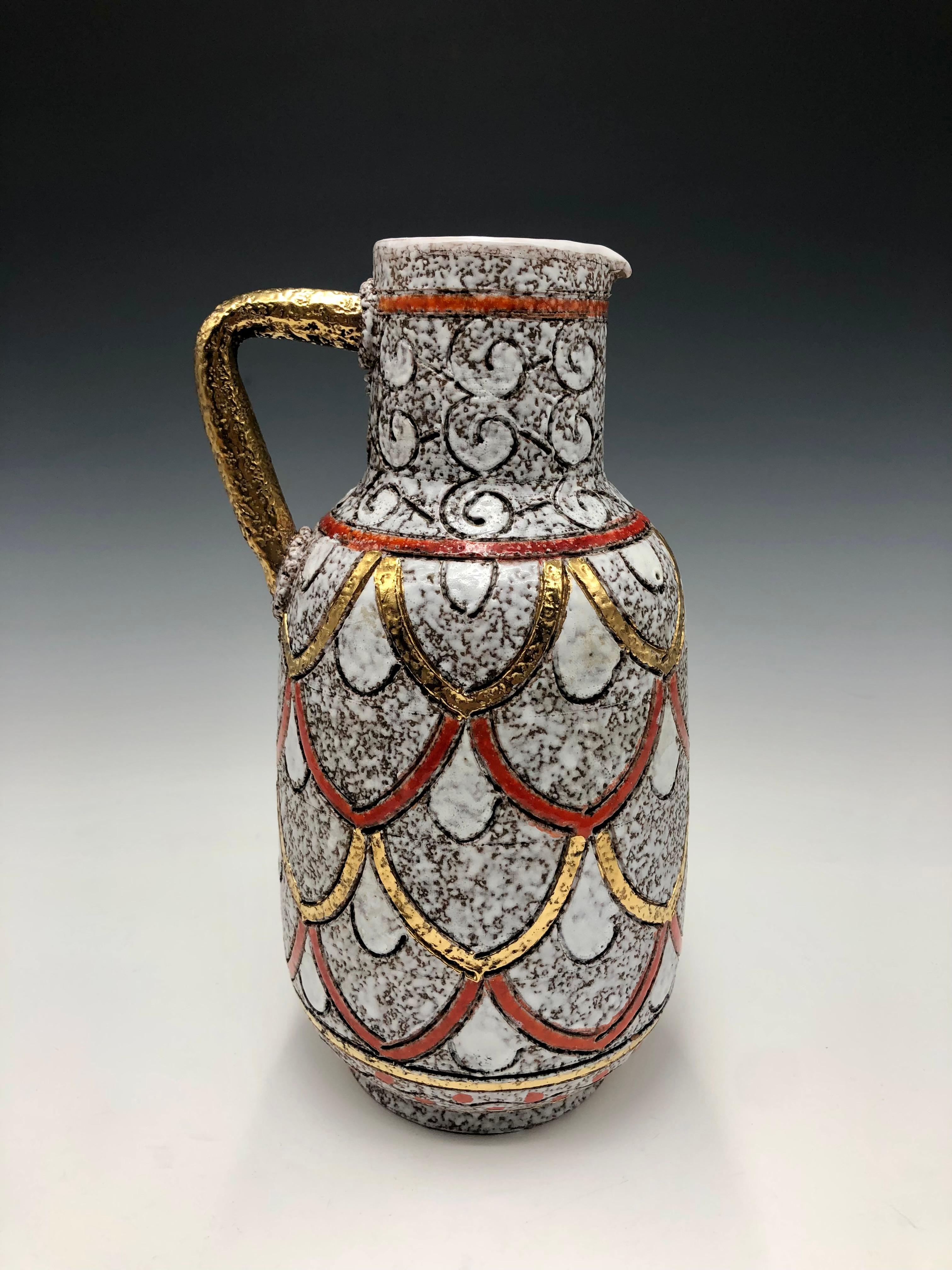 Fratelli Fanciullacci Elbee orange & gold ceramic pottery set For Sale 3