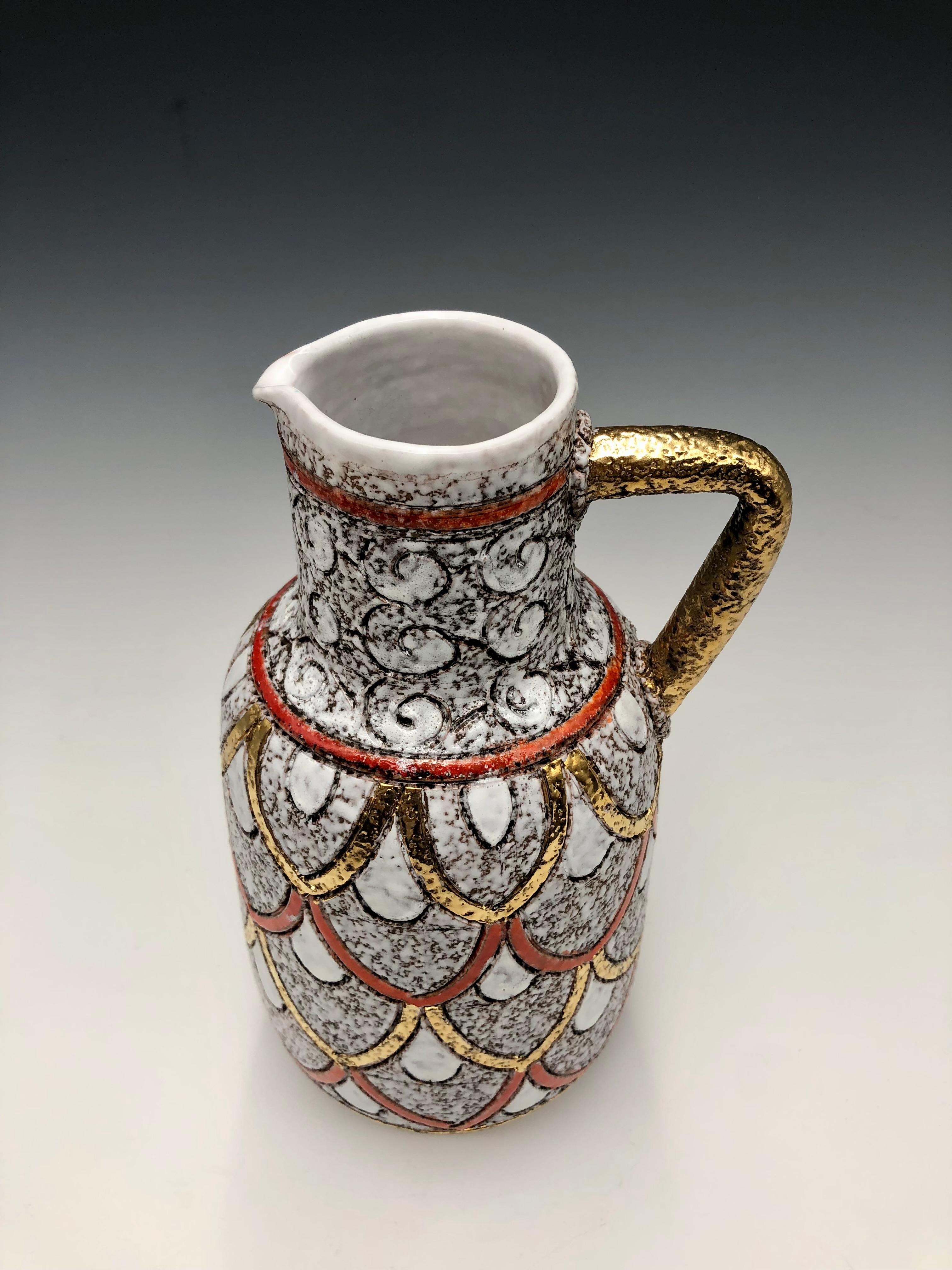 Fratelli Fanciullacci Elbee orange & gold ceramic pottery set For Sale 4