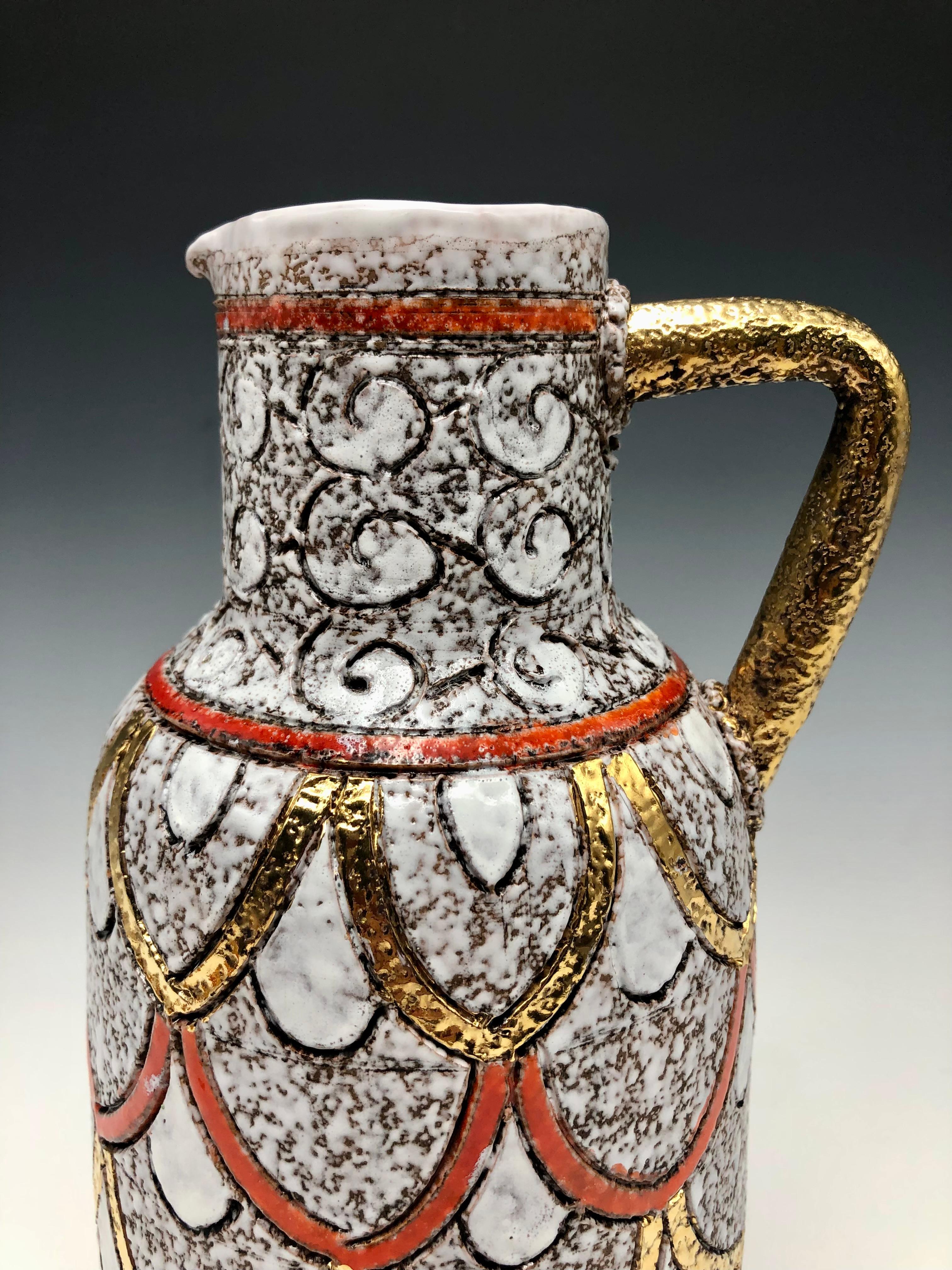 Fratelli Fanciullacci Elbee orange & gold ceramic pottery set For Sale 5