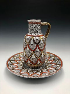 Fratelli Fanciullacci Elbee orange & gold ceramic pottery set