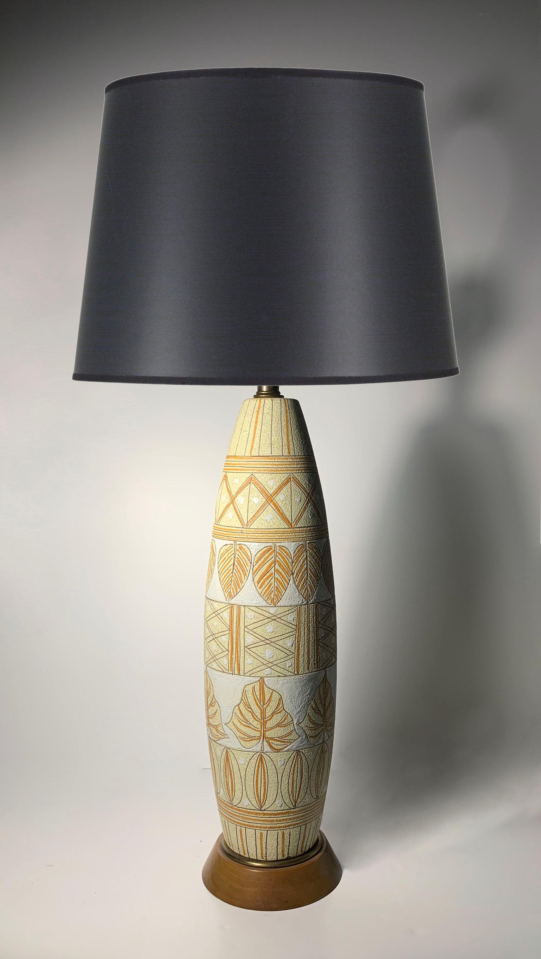 Fratelli Fanciullacci Ceramic Lamp for Raymor

Manner of Marcello Fantoni

Black Shade not included.
Height is to top of finial in picture without the shade.