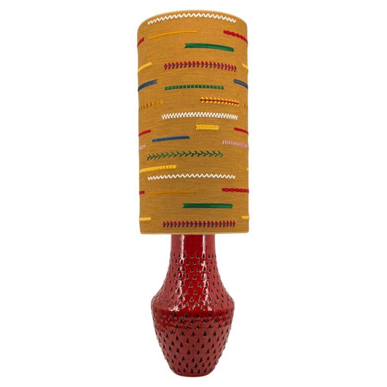 Fratelli Fanciullacci Tischlampe aus Keramik mit CUSTOM MADE mehrfarbigem Lampenschirm im Angebot