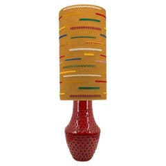 Fratelli Fanciullacci Ceramic Table Lamp with Custom Made Multicolor Lampshade