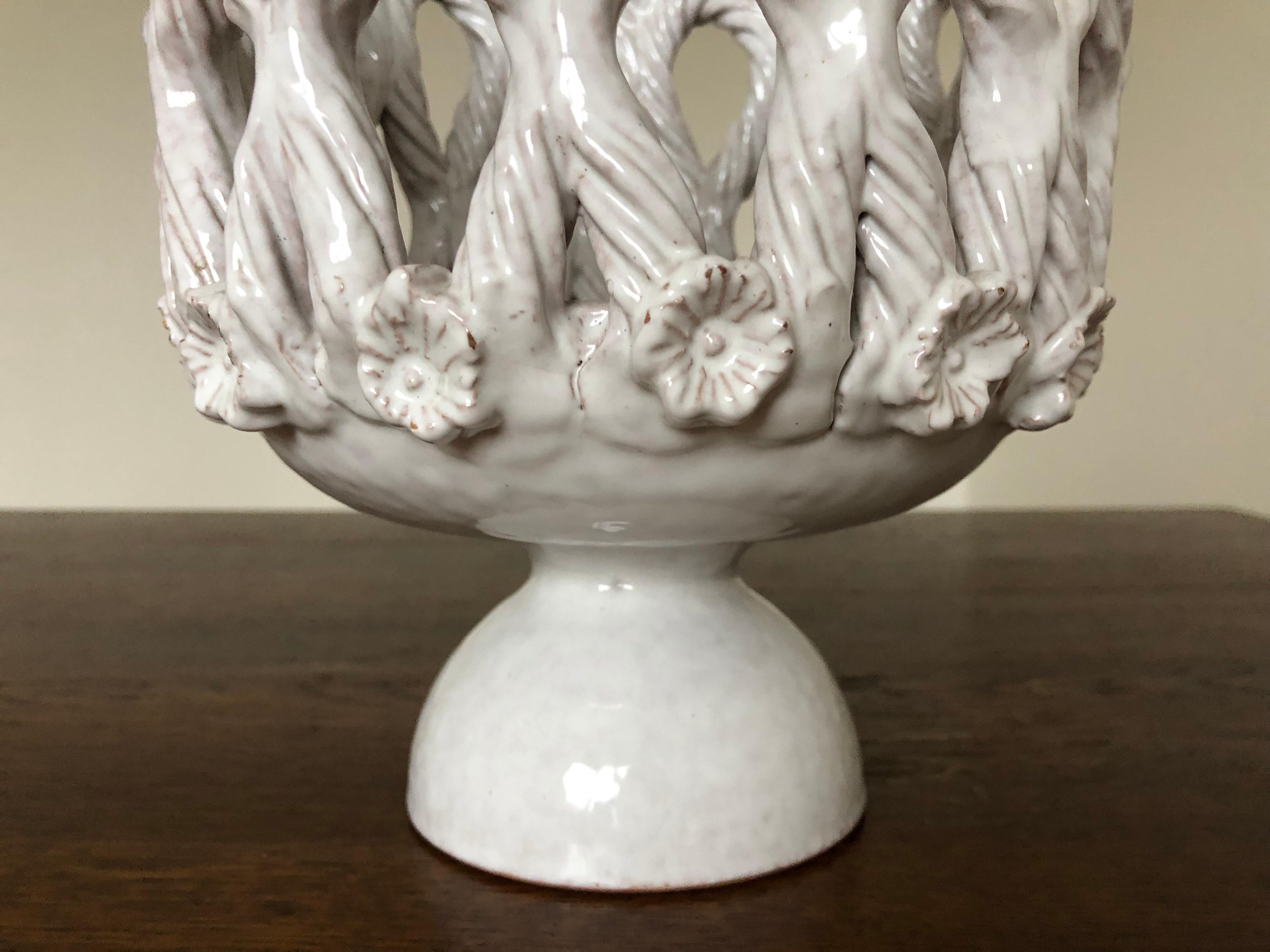 Mid-Century Modern Fratelli Fanciullacci Ceramic White Vase Pottery Ceramiche Artistiche, Italy