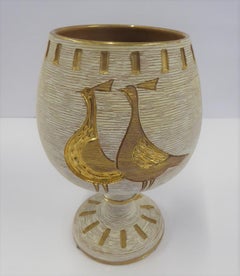 Fratelli Fanciullacci Chalice Shaped Textured Italian Modern Pottery Vase, 1960s