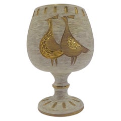 Fratelli Fanciullacci Chalice Shaped Textured Italian Modern Pottery Vase, 1960s