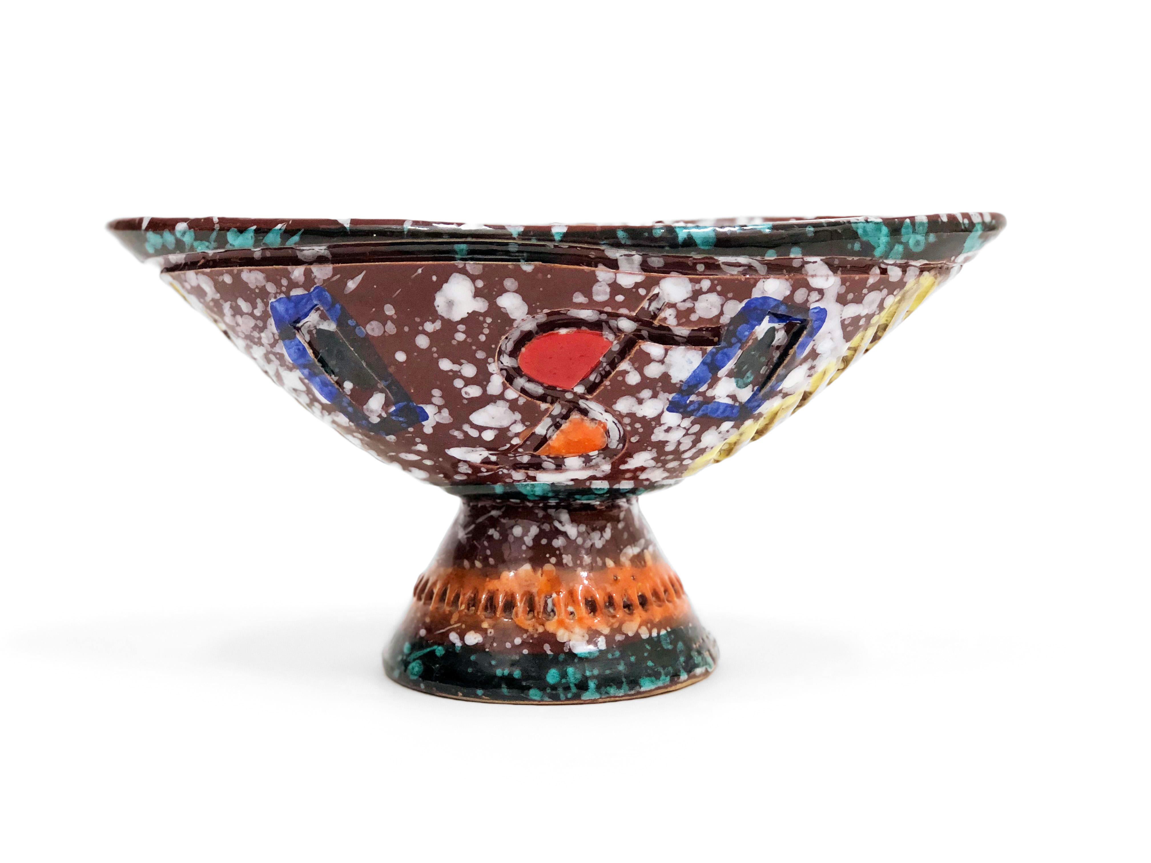 Fired Fratelli Fanciullacci Decorative Elliptical Bowl For Sale