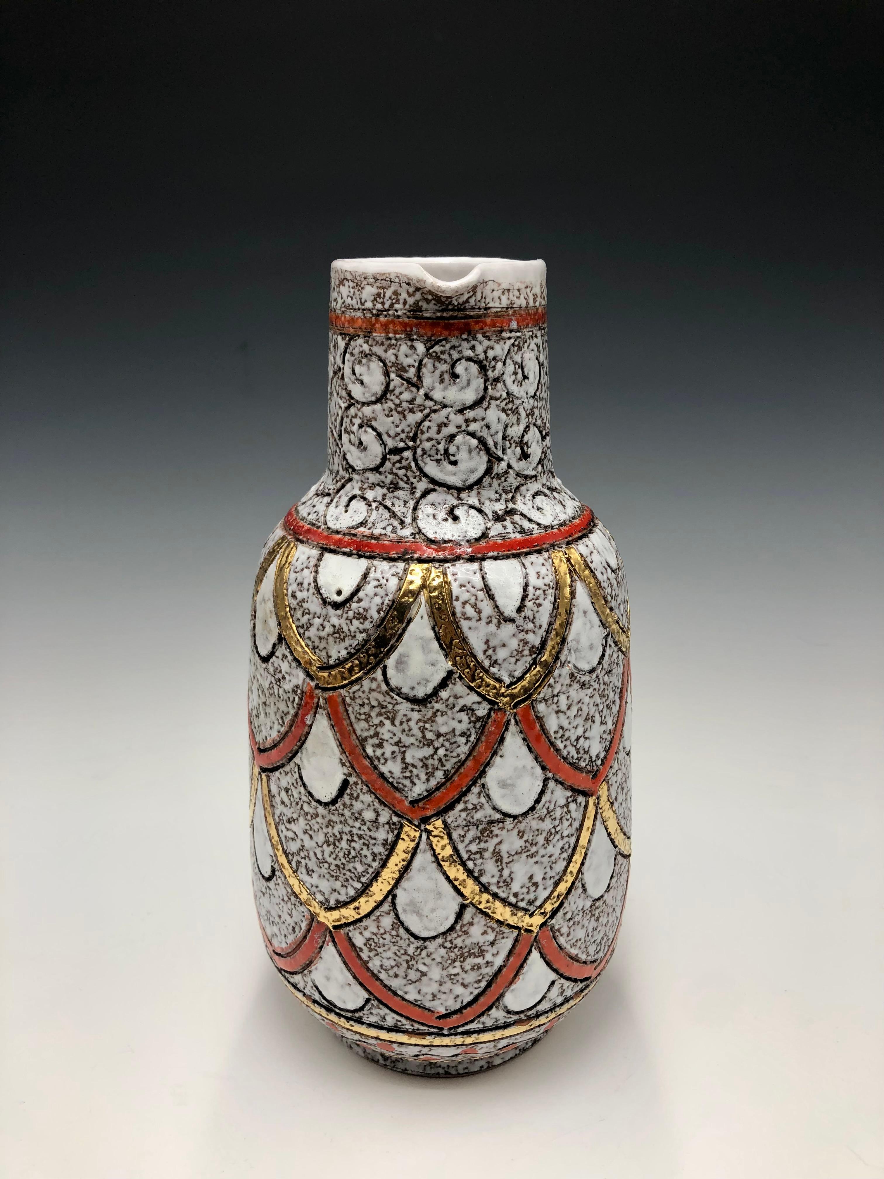 Fratelli Fanciullacci Ellbee signed ceramic pitcher and charger set In Excellent Condition For Sale In East Quogue, NY